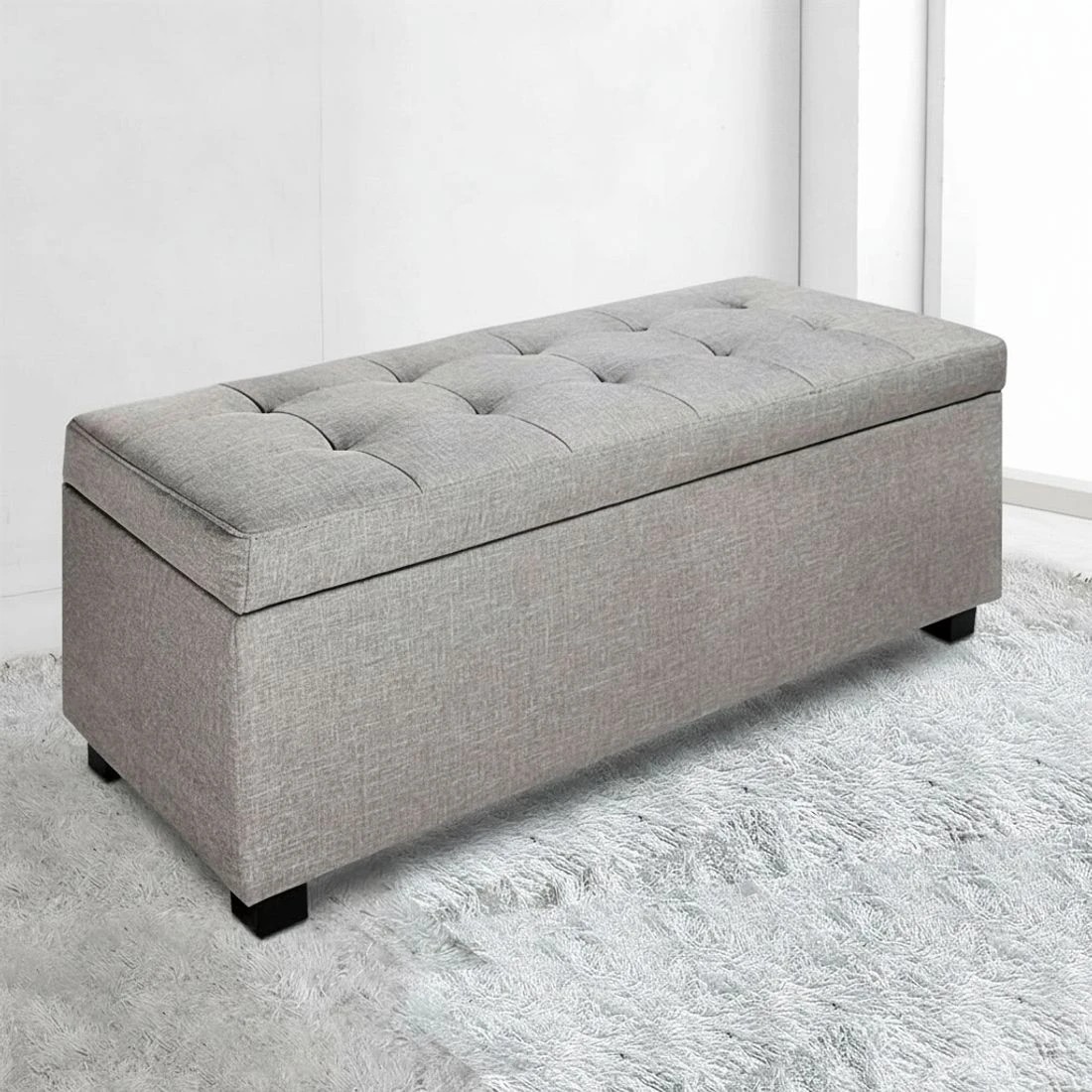 7 Artiss Storage Ottoman Blanket Box 97cm Light - Grey, 7 of 9