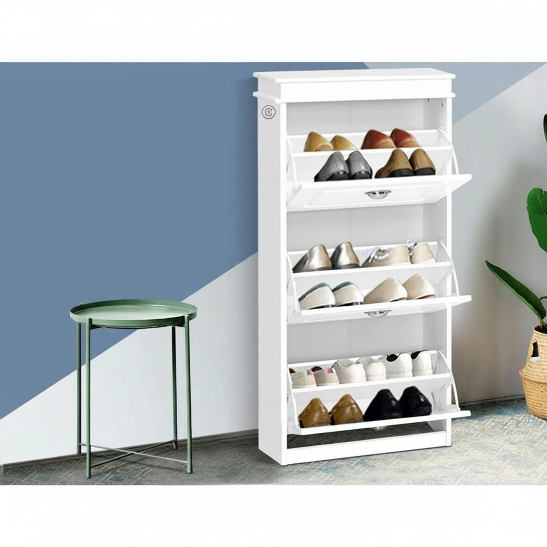 6 Artiss Shoe Rack Cabinet 18 Pairs 3-tier - White, 6 of 8