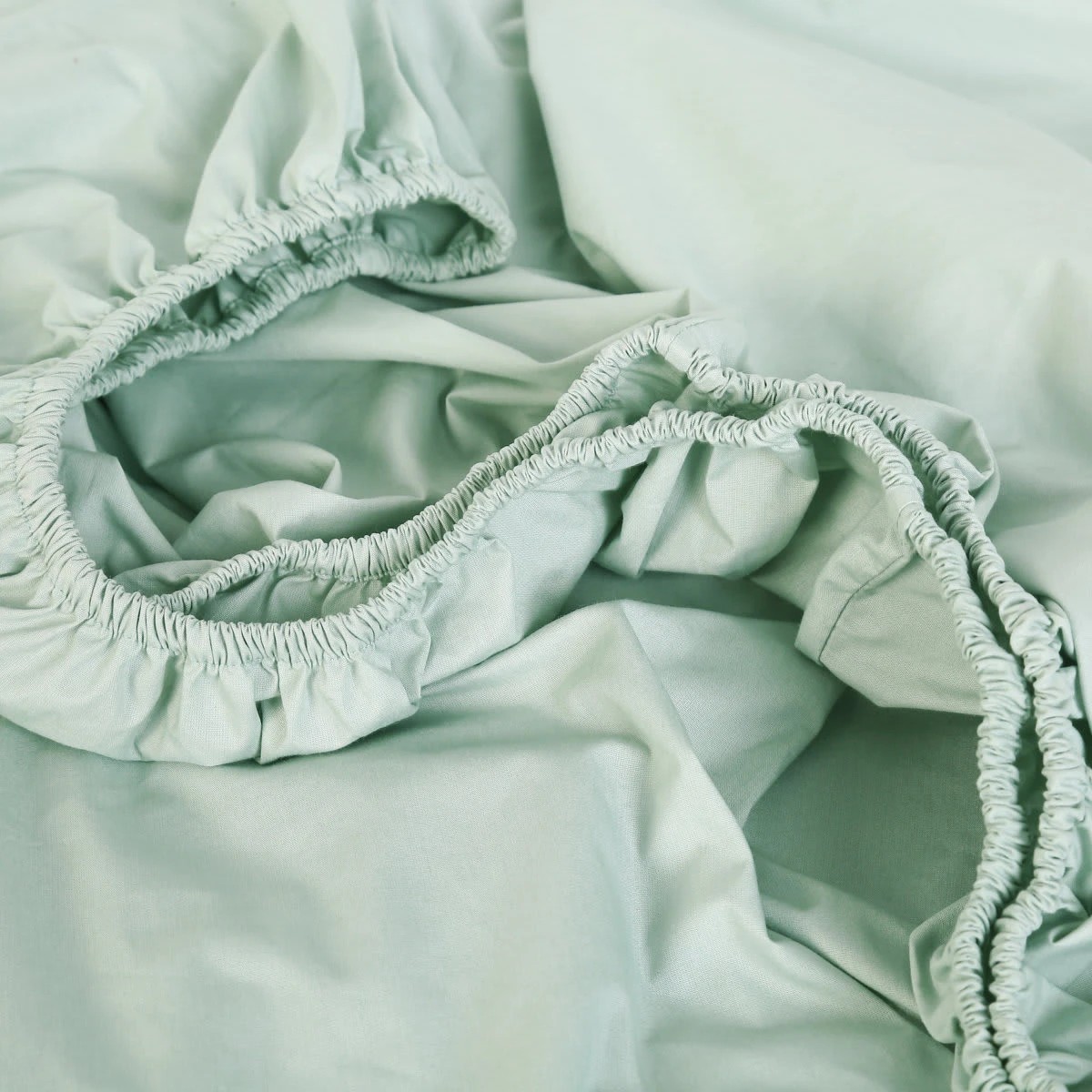3 250 Thread Count Cotton Rich Fitted Sheet - King Bed, Eucalyptus, 3 of 4