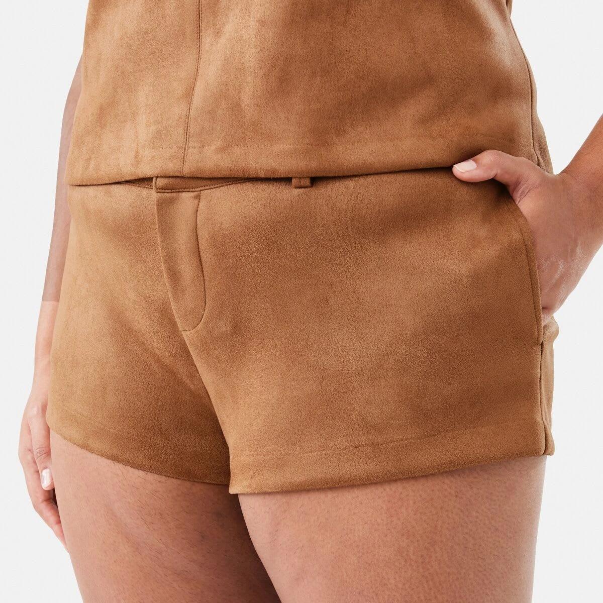 3 Suedette Shorts DEEP CAMEL, 3 of 8