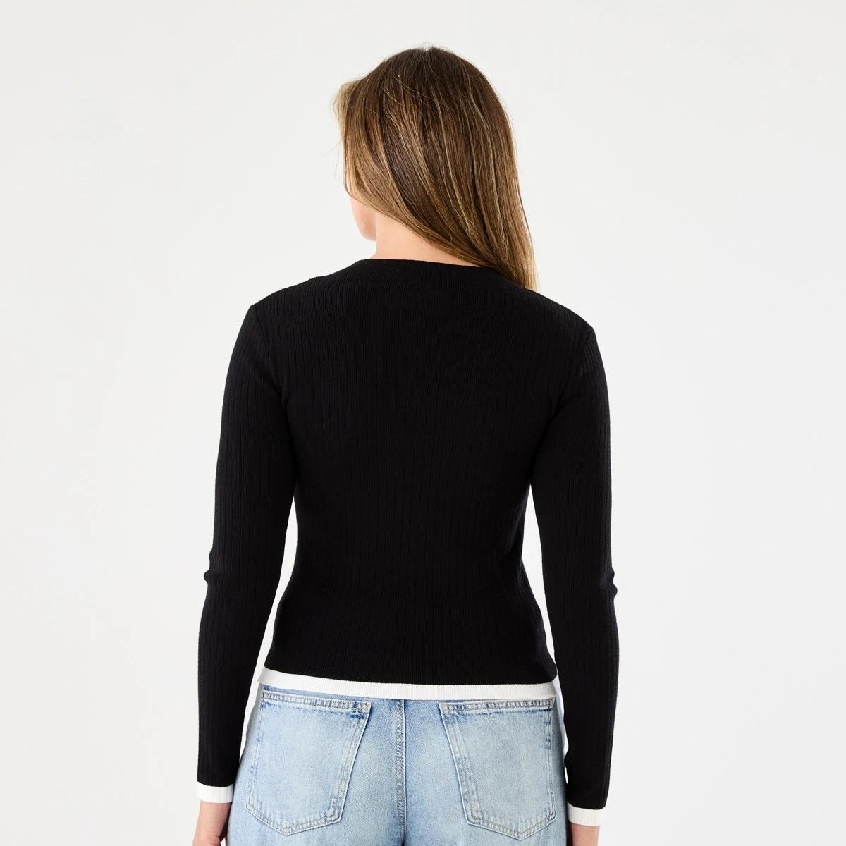 3 Long Sleeve Mock Neck Top Black, 3 of 5