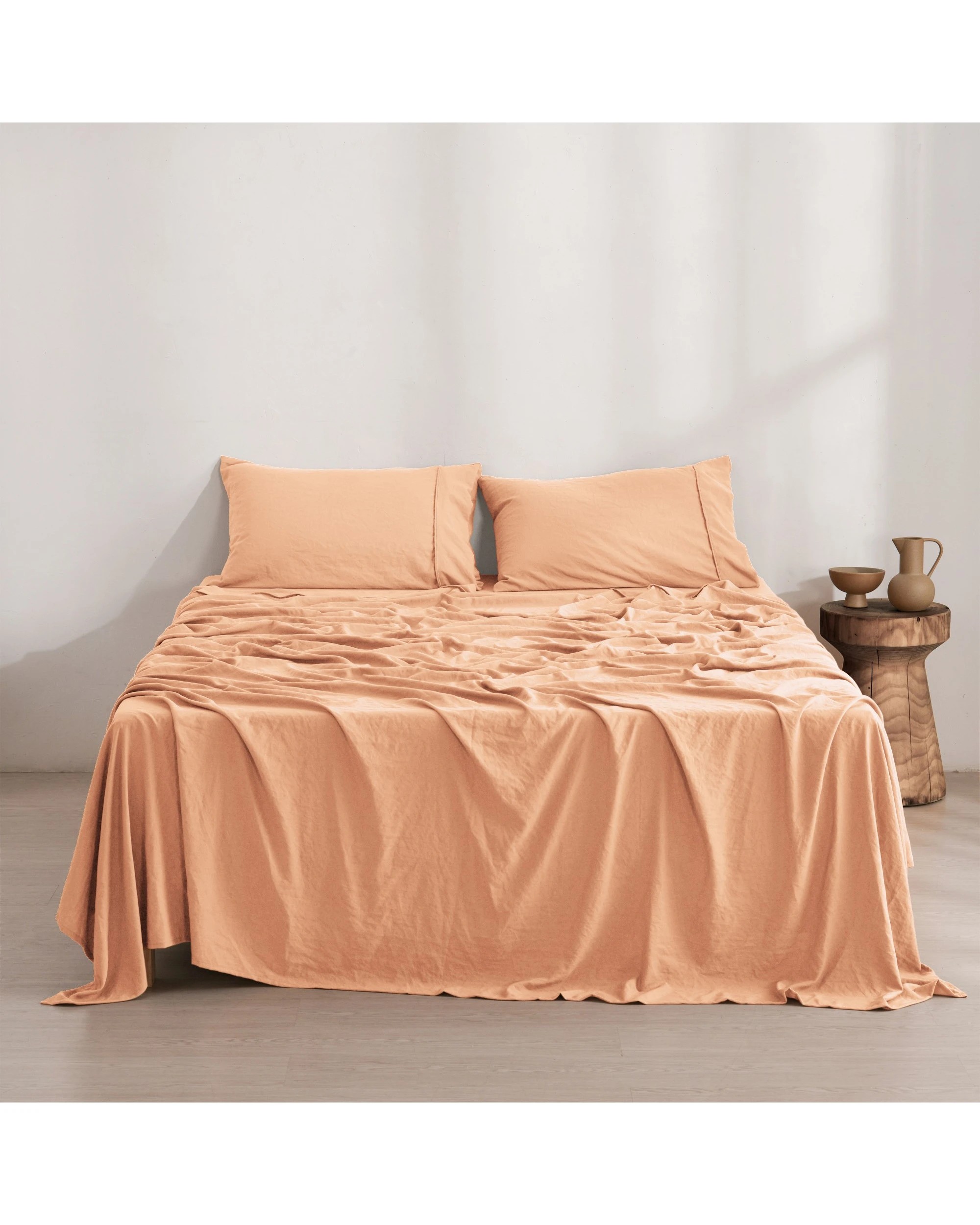 1 Dreamaker Superfine Washed Microfibre Sheet Set - Queen Bed - Peach, 1 of 7