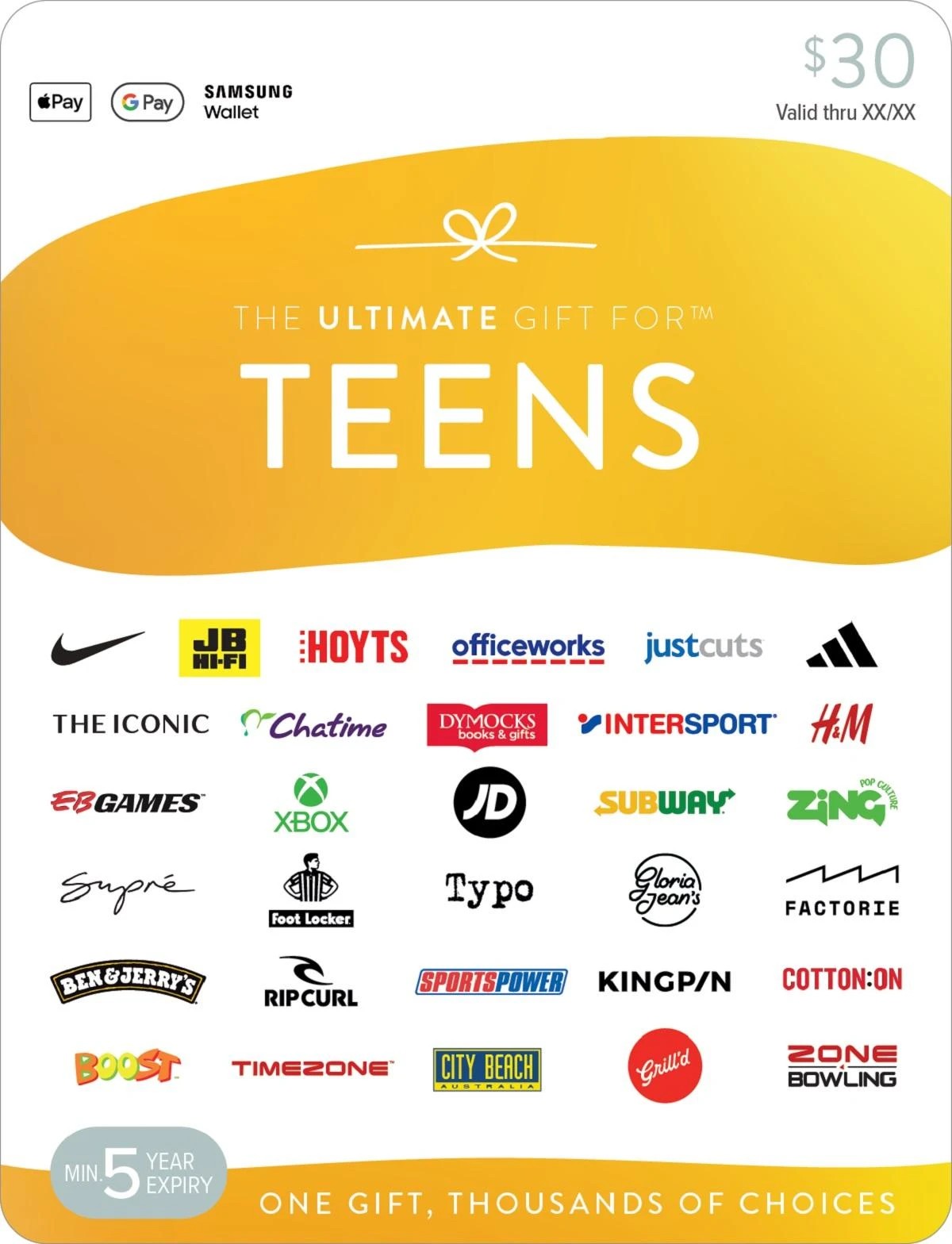 1 The Ultimate Gift for Teens $30 Gift Card