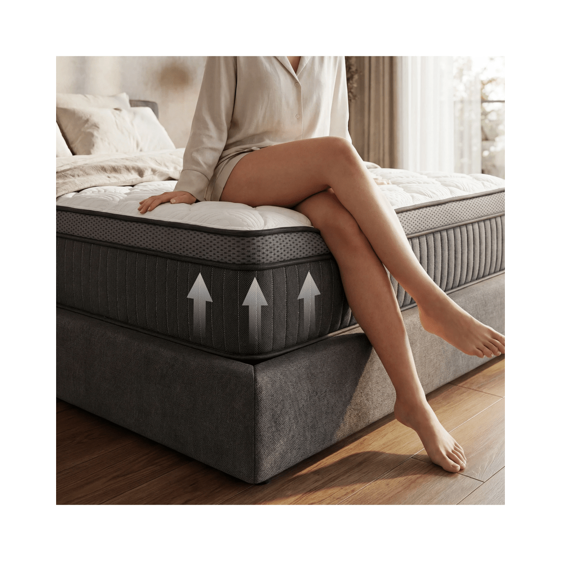 5 Advwin 32CM Double Size Hybrid Mattress Medium Firm Feel Pocket Springs - White, 5 of 10