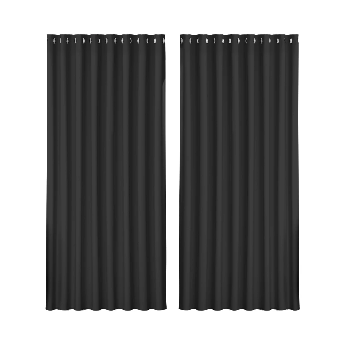 1 Artiss 2X Blockout Curtains Eyelet 300x230cm - Black, 1 of 6