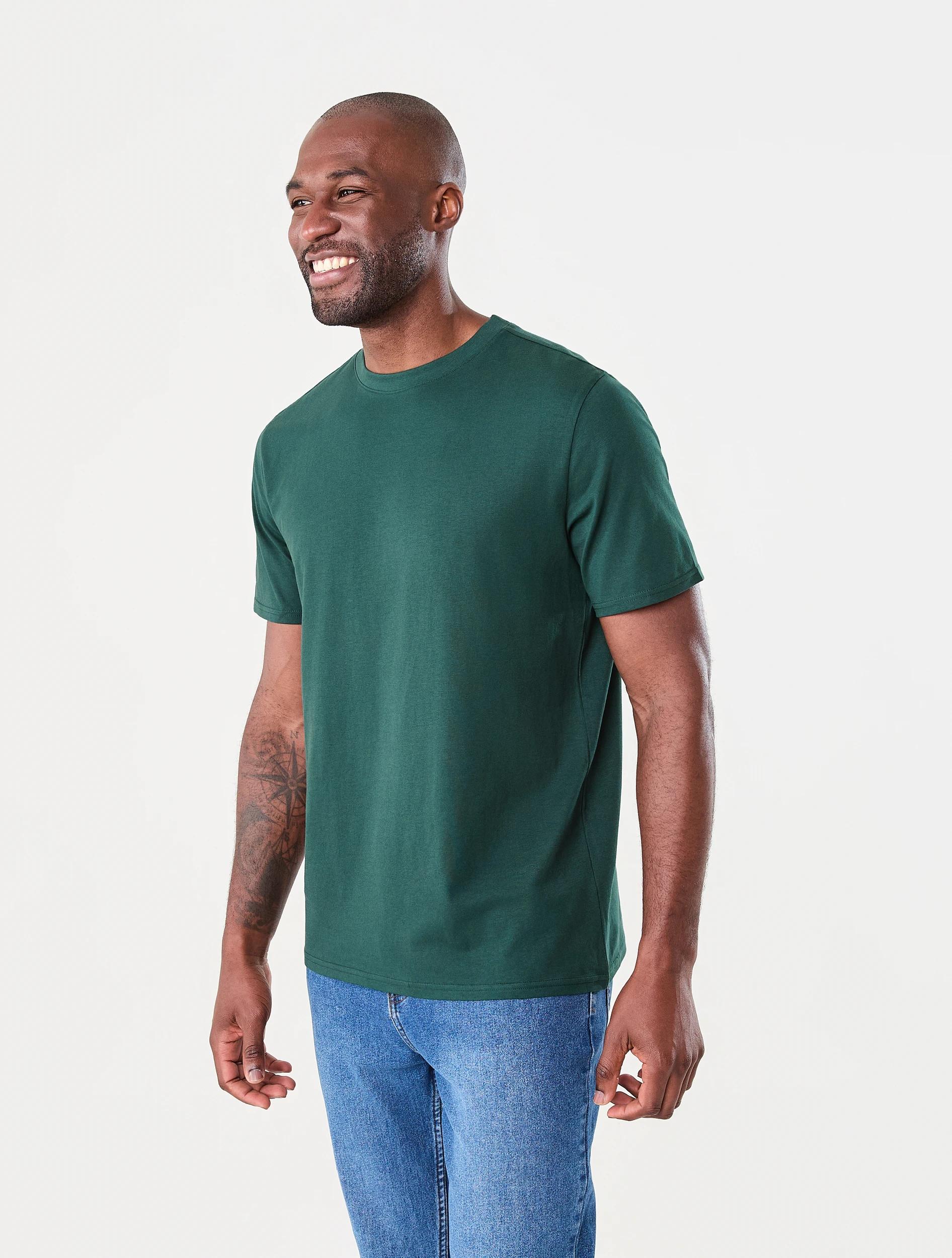 2 Australian Cotton Crew Neck T-shirt Grn Darksp, 2 of 6