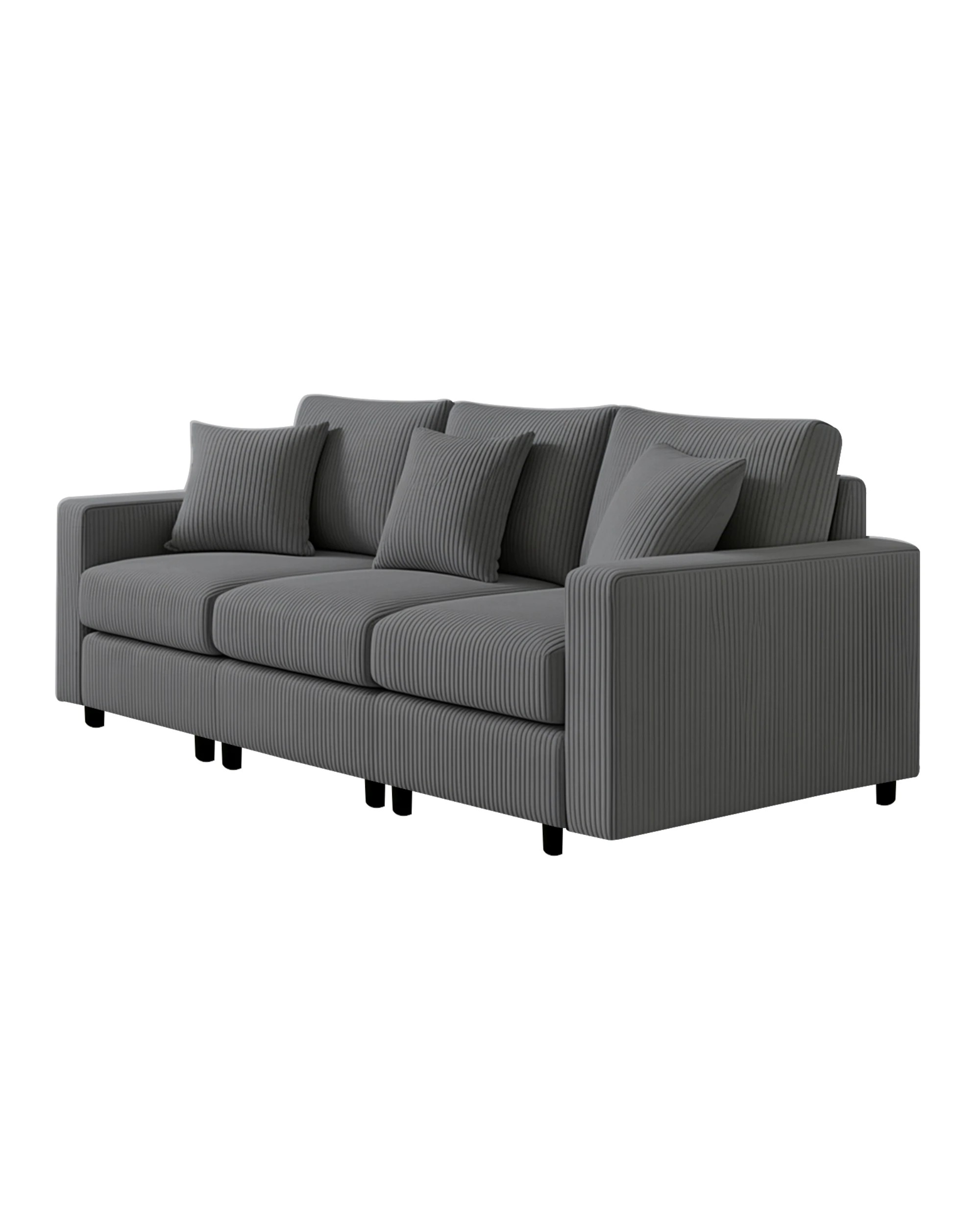5 Advwin Sofa 256cm Corduroy Modular Couch with Storage Armrests and  Cup Holder - Grey, 5 of 10