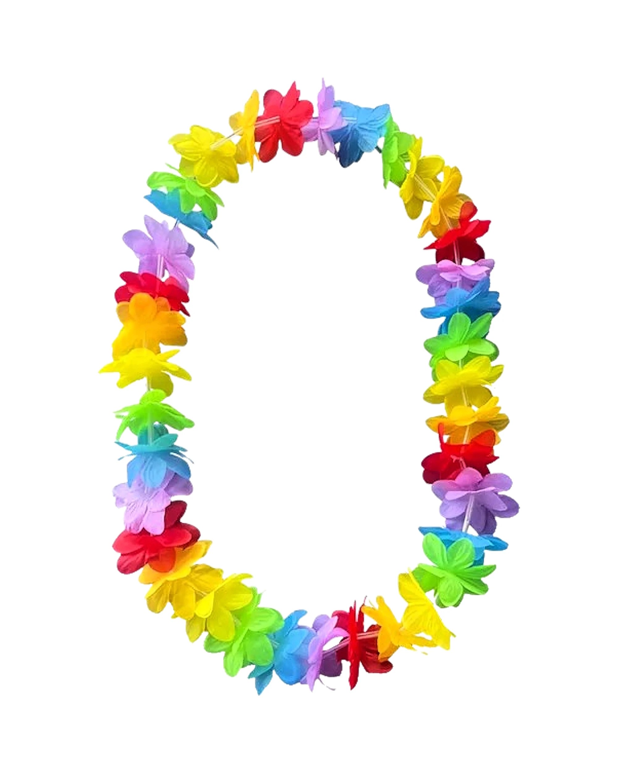 1 Partyrama Coloured Hawaiian Rainbow Small Petal Flower Lei, 1 of 1