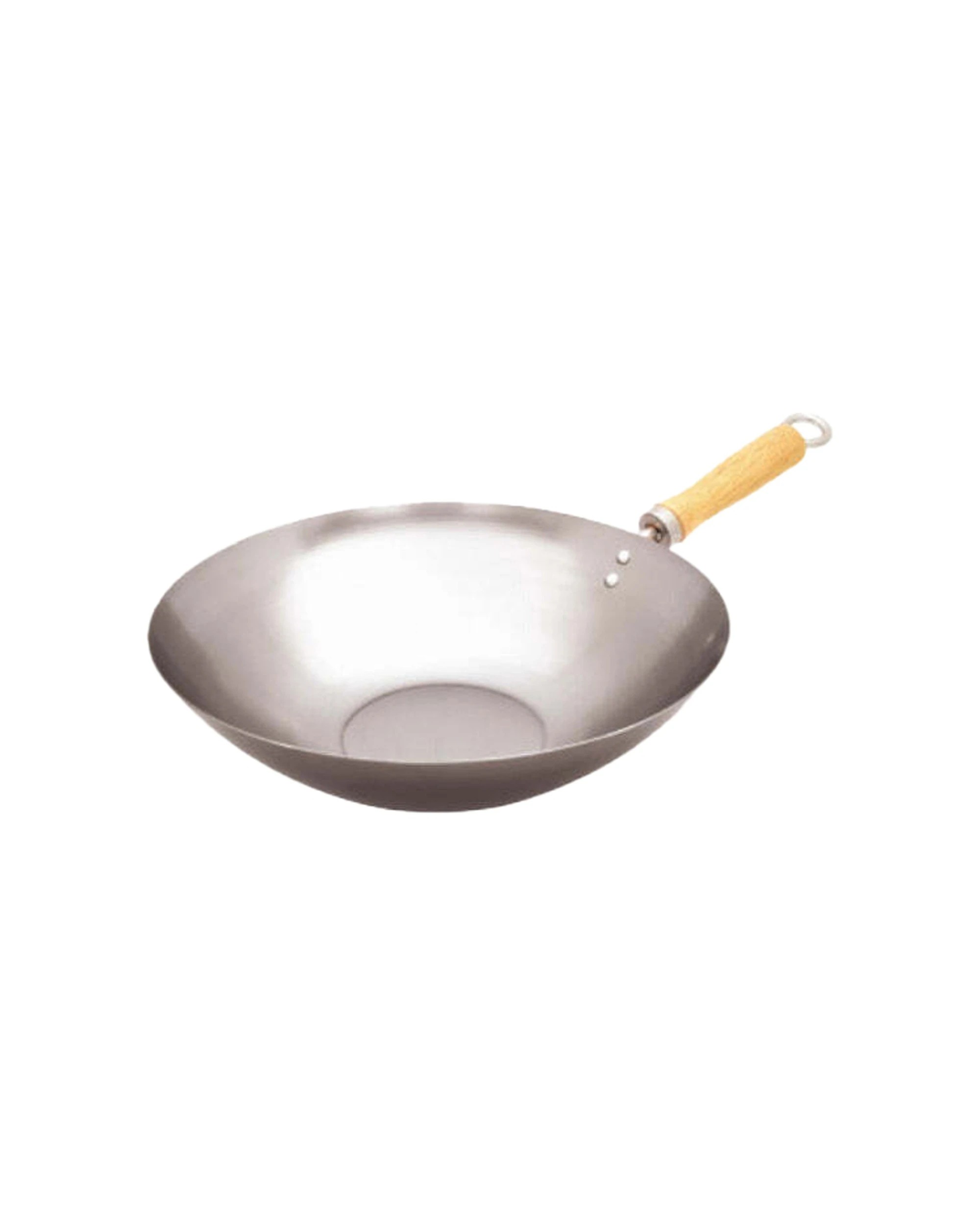 1 Cuisena 30cm Carbon Steel Stir Fry Wok with Wooden Handle Flat Bottom Base - Silver, 1 of 1