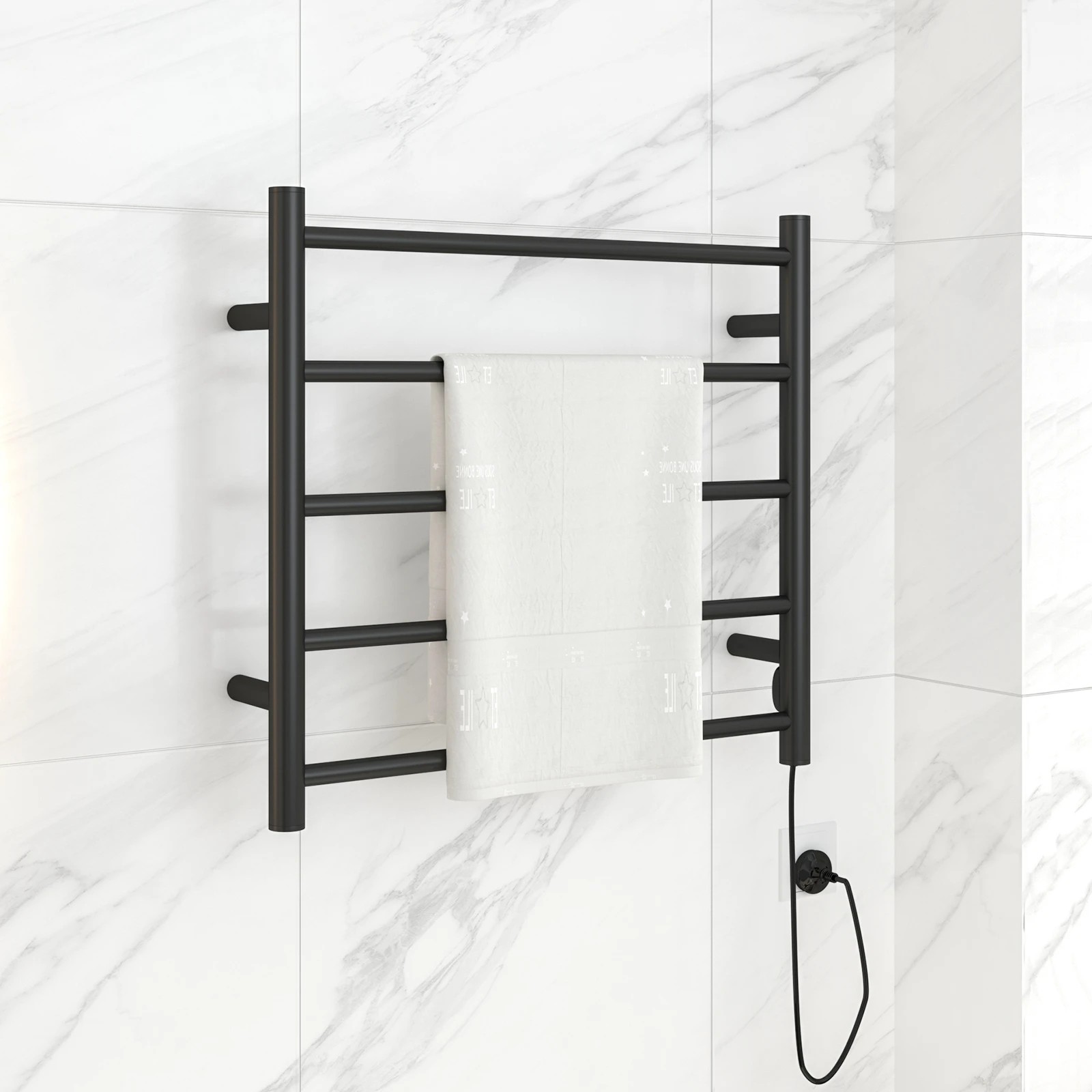 3 Advwin Electric Wall Mounted Heated Towel Rail - Black, 3 of 6