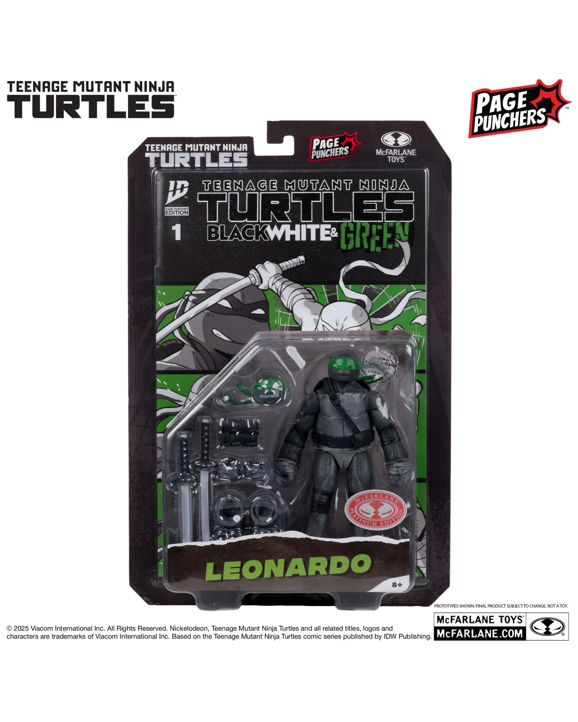 8 Teenage Mutant Ninja Turtles Leonardo Black White and Green Page Punchers Red Platinum Edition 5 inch Figure With Comic, 8 of 9