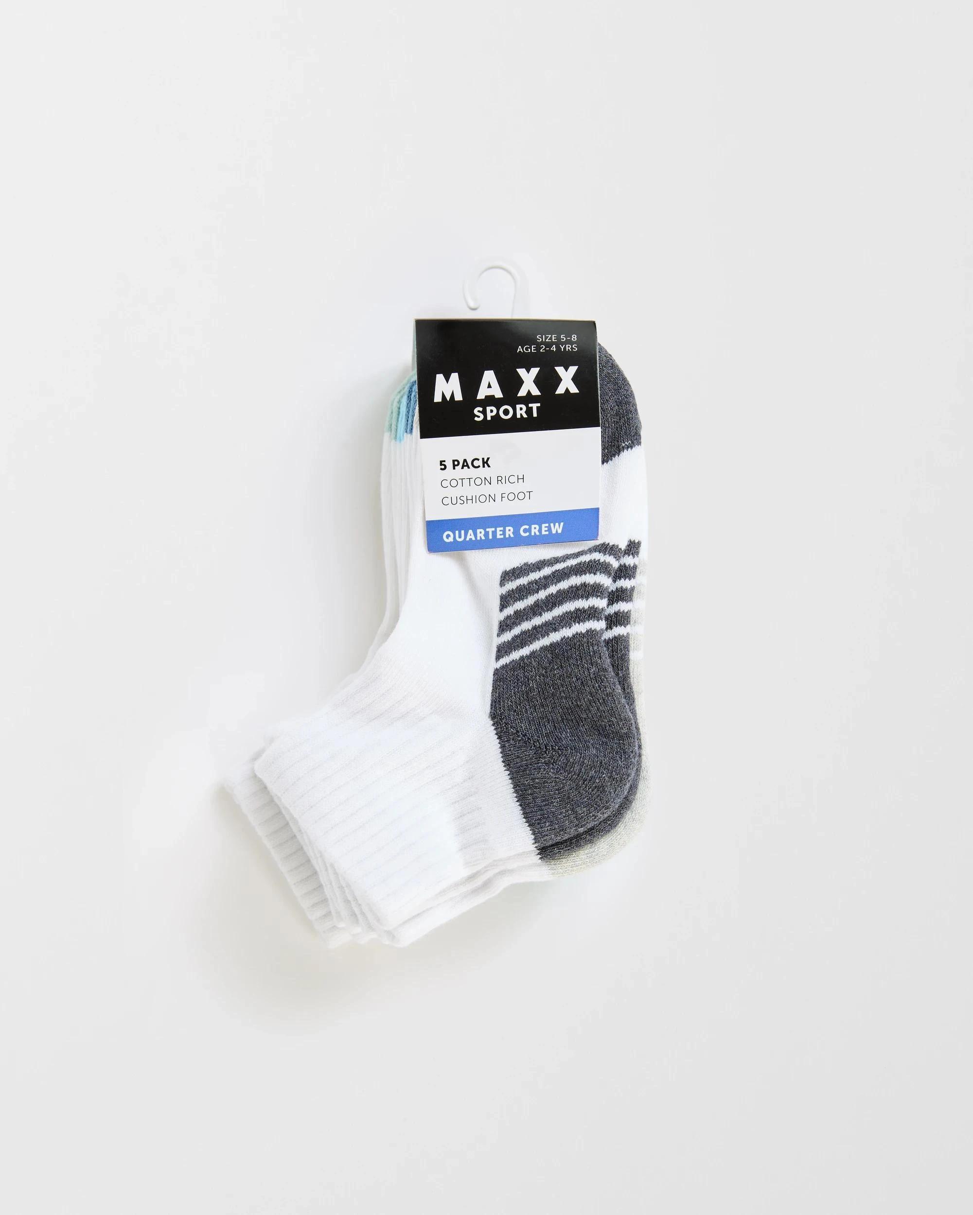 3 Maxx Australian Cotton Blend Sport Quarter Crew Socks 5 Pack WHITE, 3 of 3