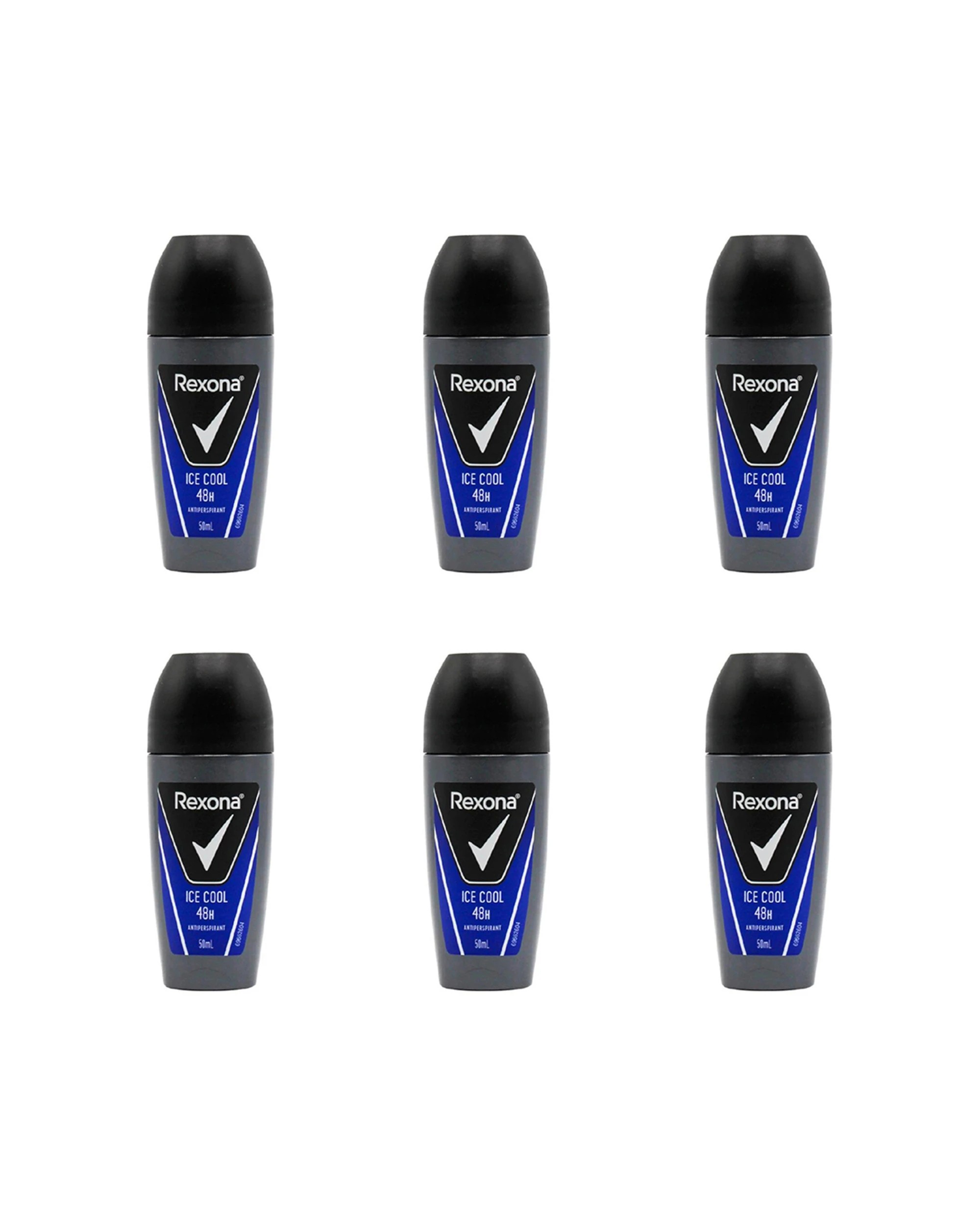 1 Rexona 6pk 50ml Antiperspirant Mens Roll On 48 Hour Deodorant Ice Cool - Multi, 1 of 3