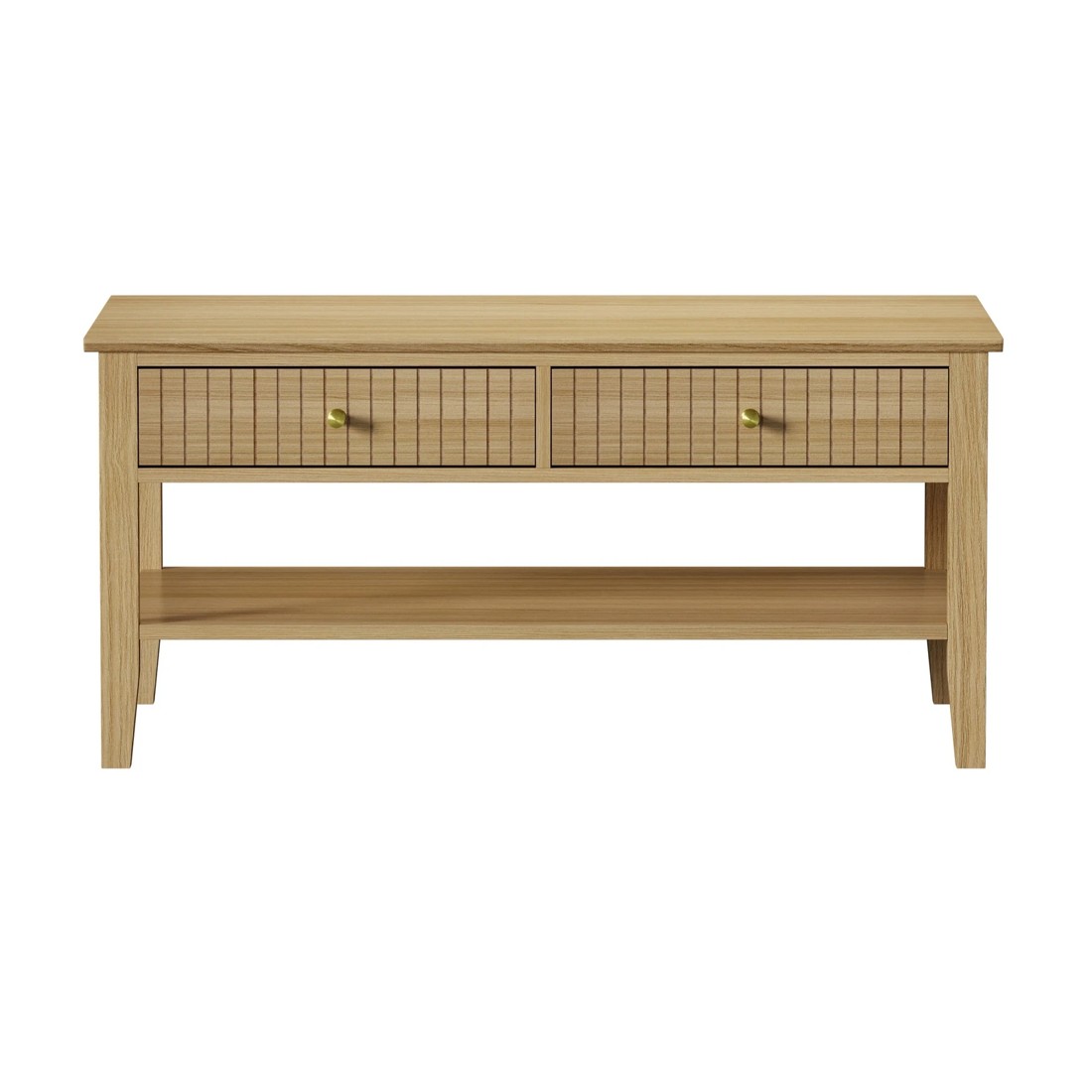 6 Oikiture Coffee Table Rectangle Table Side Storage Drawers Shelving
 - Natural, 6 of 10