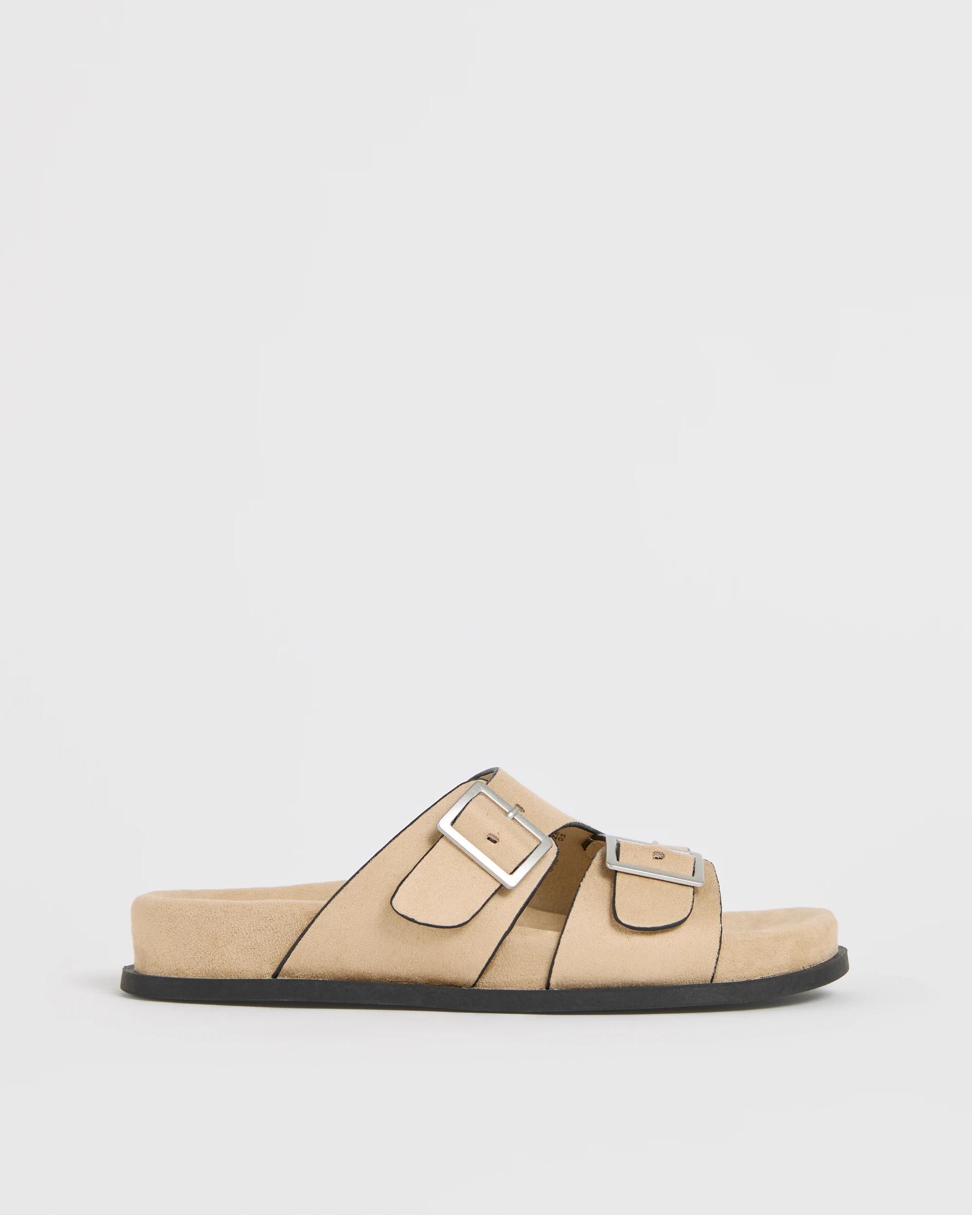 1 Target Woman Sandy Cross Over Strap Sandals SAND FAUX SUEDE, 1 of 3