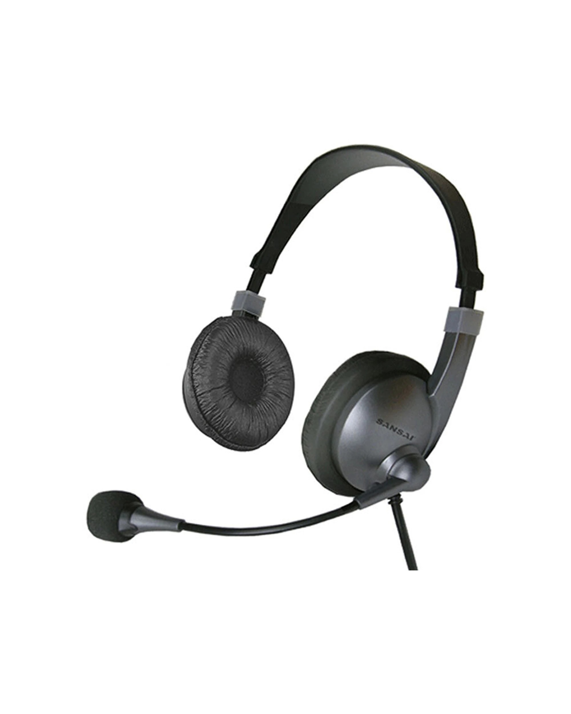 1 Sansai 1.8m Corded USB-A On Ear Wired Headset with Microphone In-Line Control - Black, 1 of 4
