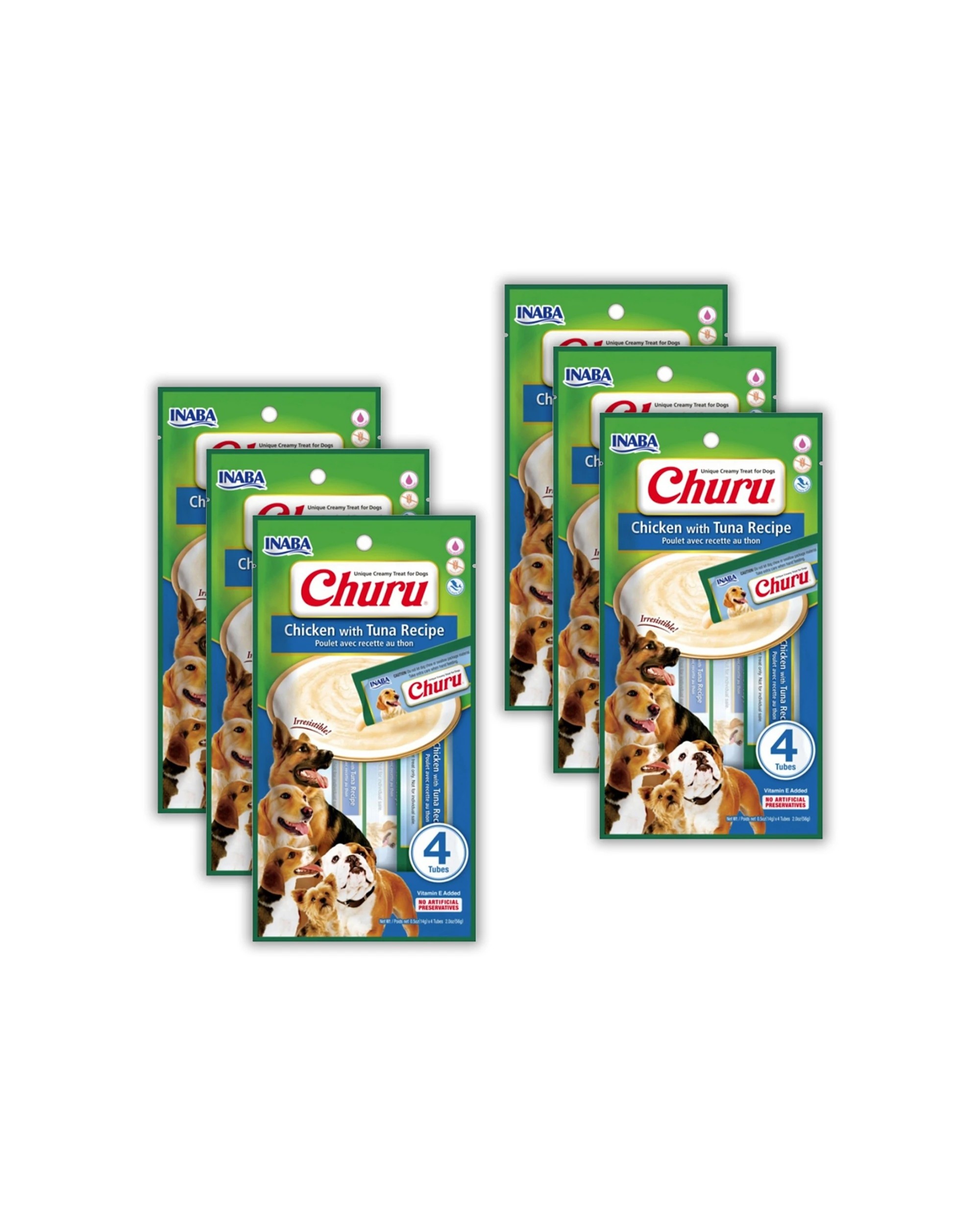 1 Inaba Pet Dog Churu Puree Chicken With Tuna 6 Pack 4 Pack 56g - Plain, 1 of 3