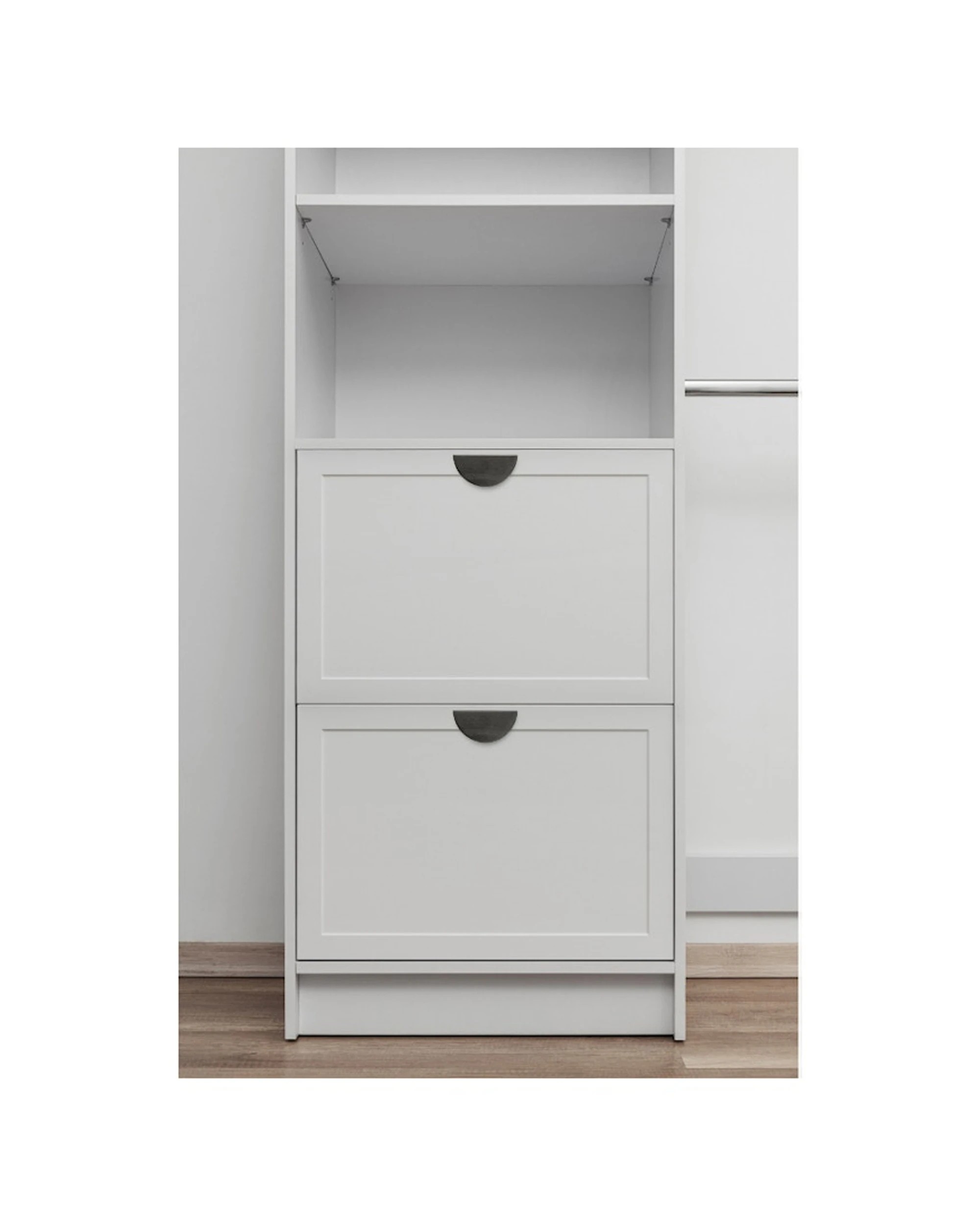 3 European Cabinetry Basel Walk In Wardrobe Kit VJ Panel Half Moon Handle - White, 3 of 4