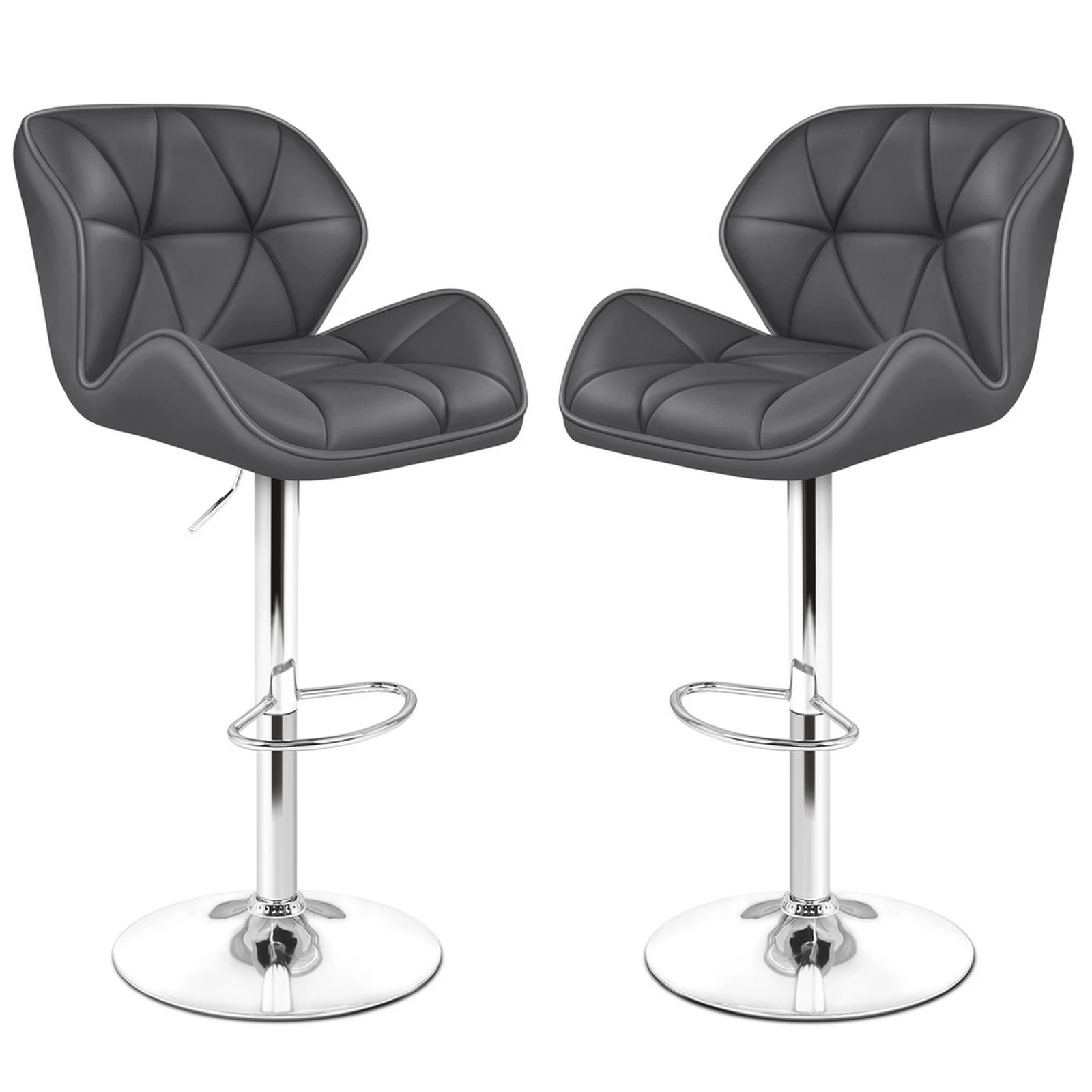 1 Alfordson 2x Kitchen Bar Stools Swivel Bar Stool Leather Chairs Willa - Grey, 1 of 10