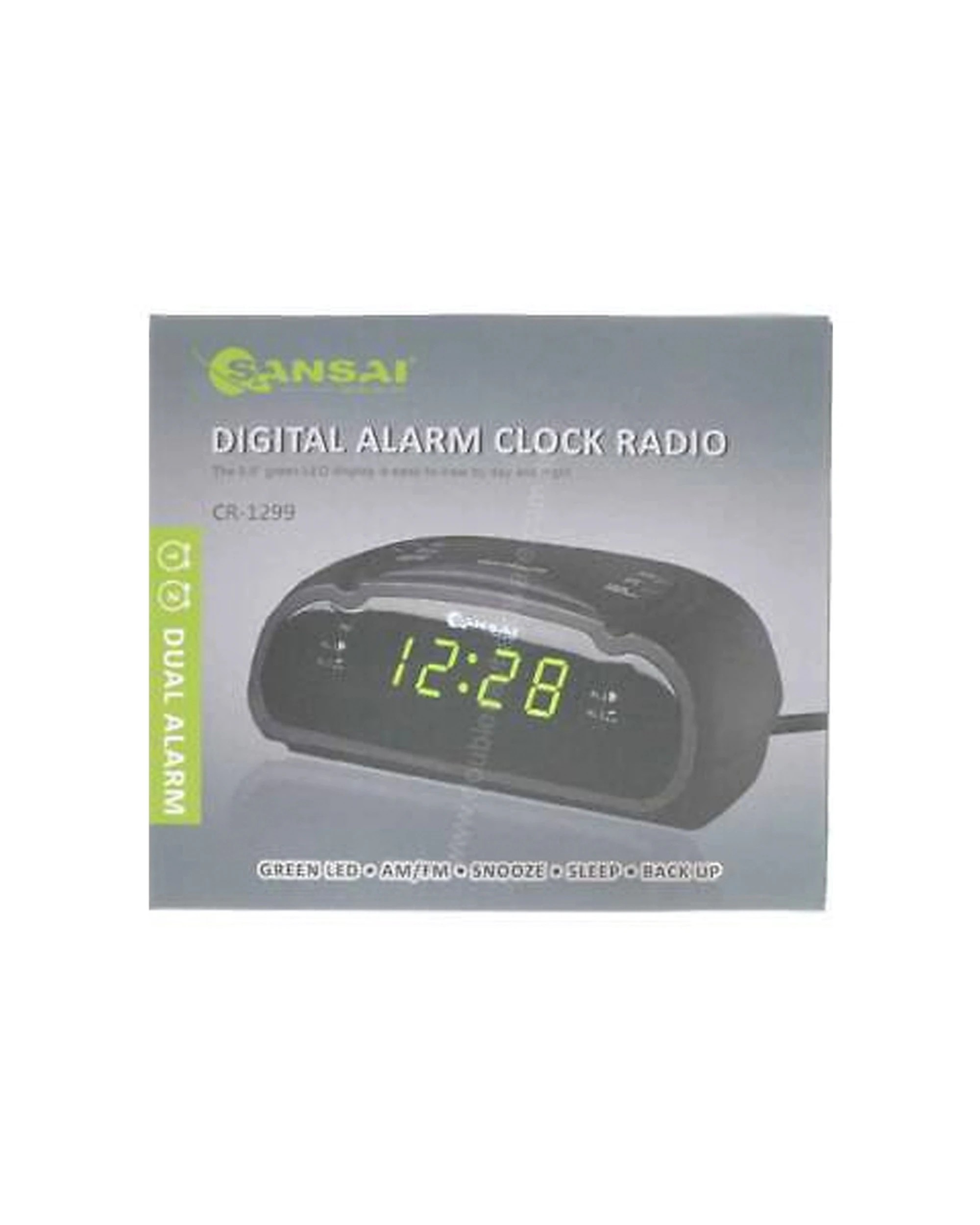2 Sansai LED AM FM Dual Alarm Clock Radio Battery Back Up Snooze Function - Black, 2 of 3