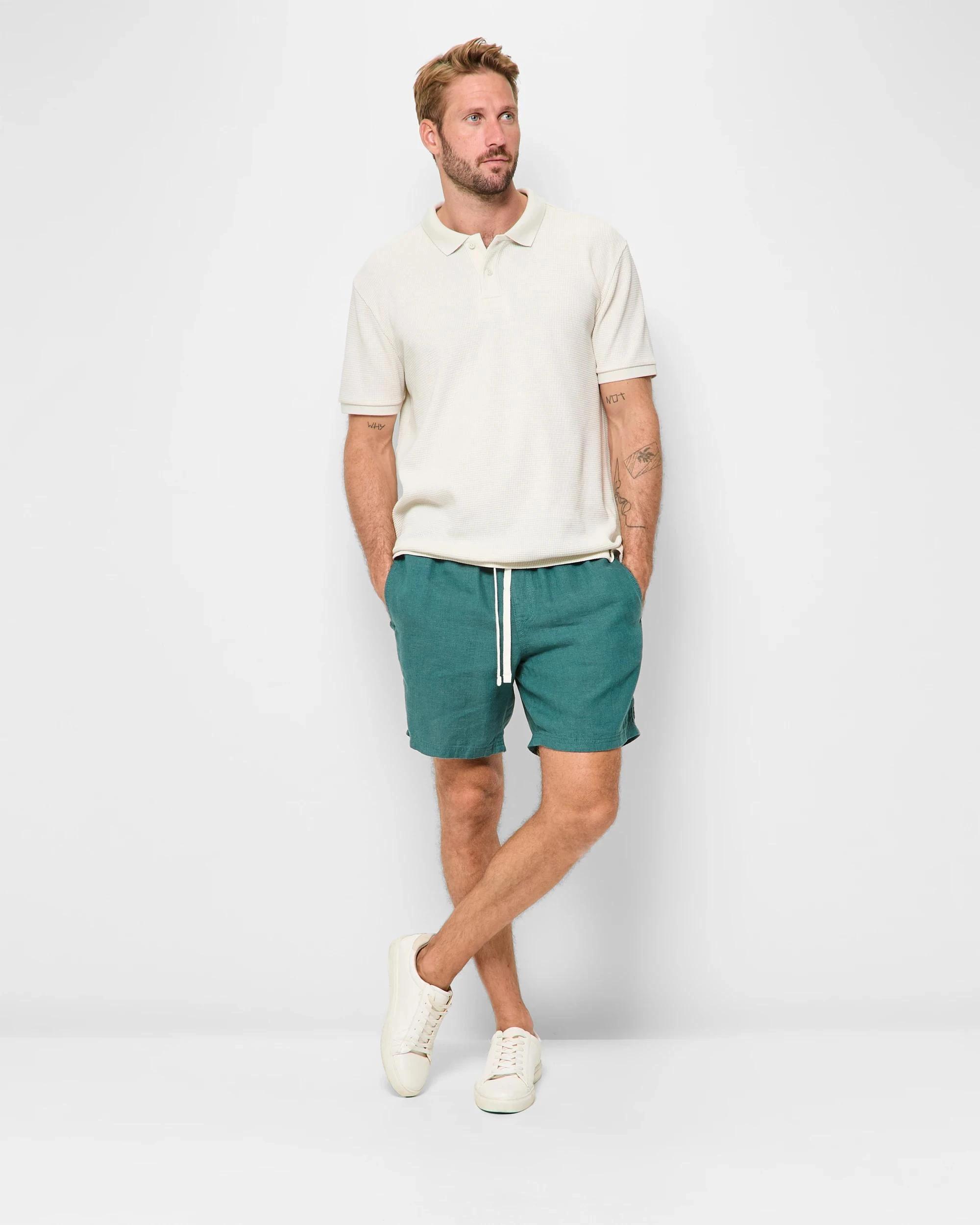 2 Target European Linen Shorts TEAL, 2 of 6