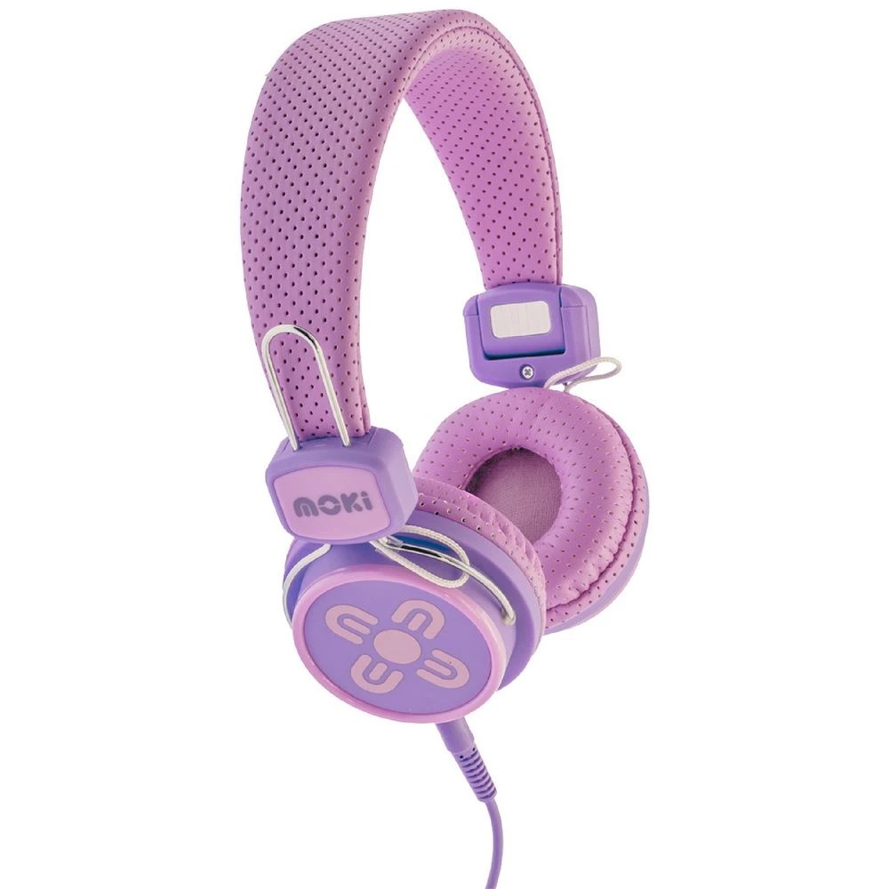 1 Moki Kid Safe Volume Limited Headphones Pink/Purple, 1 of 1