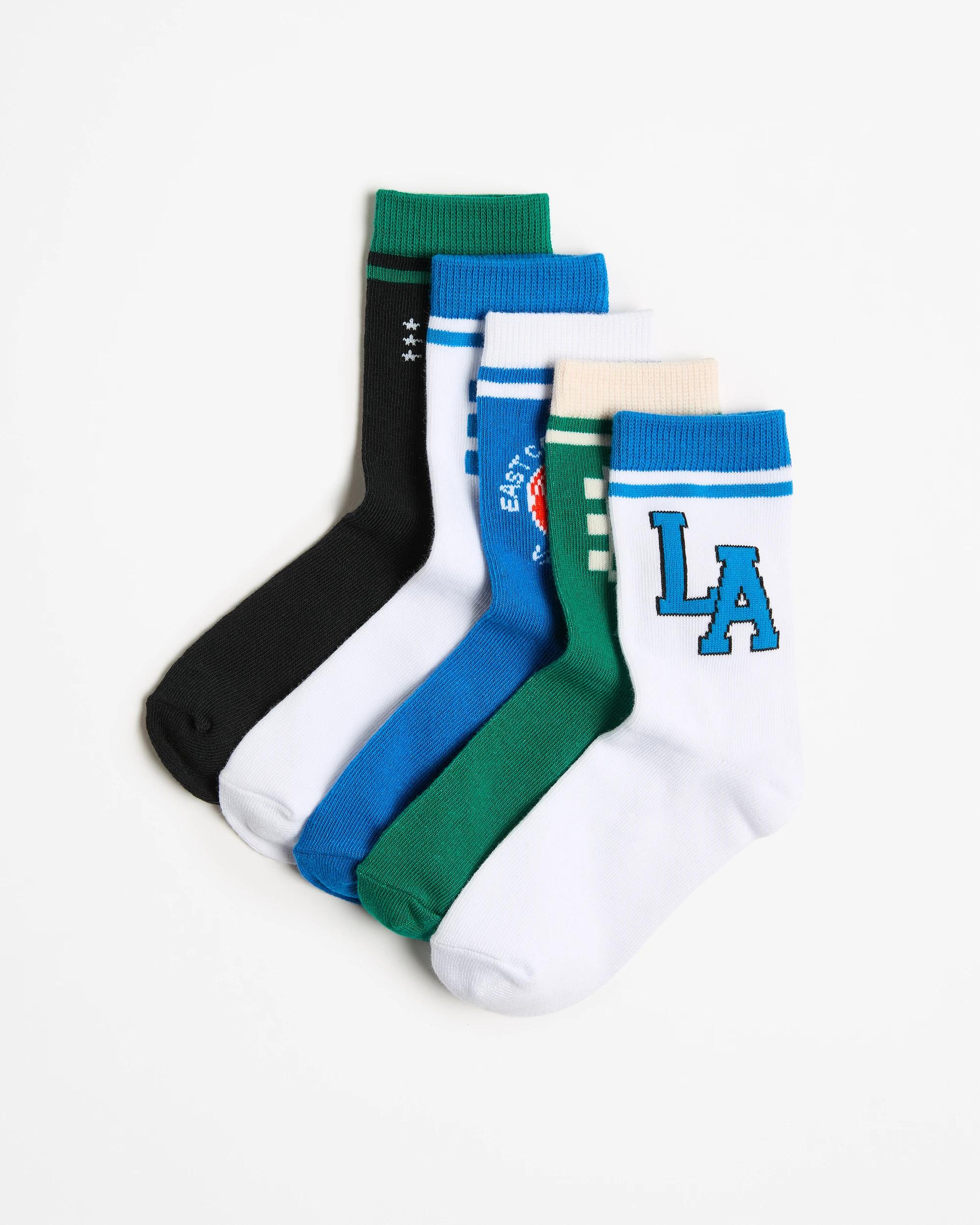 1 Australian Cotton Blend Boys Crew Cut Socks 5 Pack - Maxx COLLEGIATE, 1 of 3