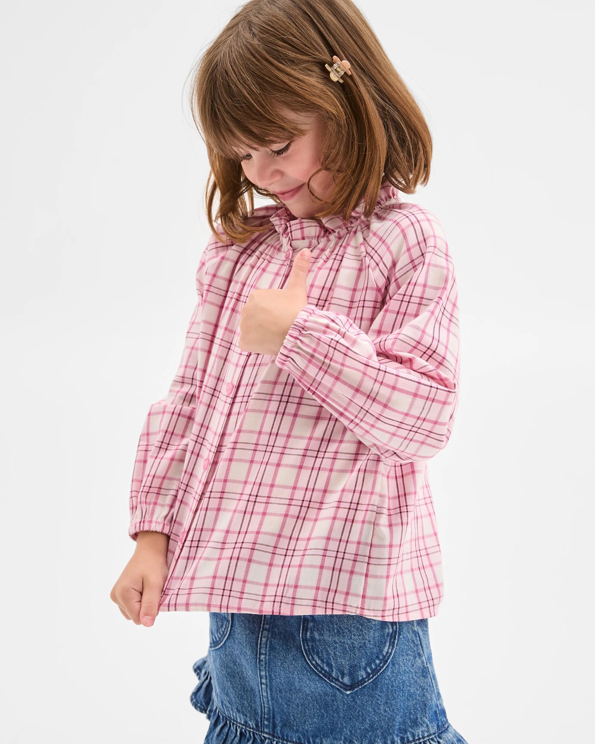 1 Target Kids Australian Cotton Fashion Woven Long Sleeve Top PINK, 1 of 7