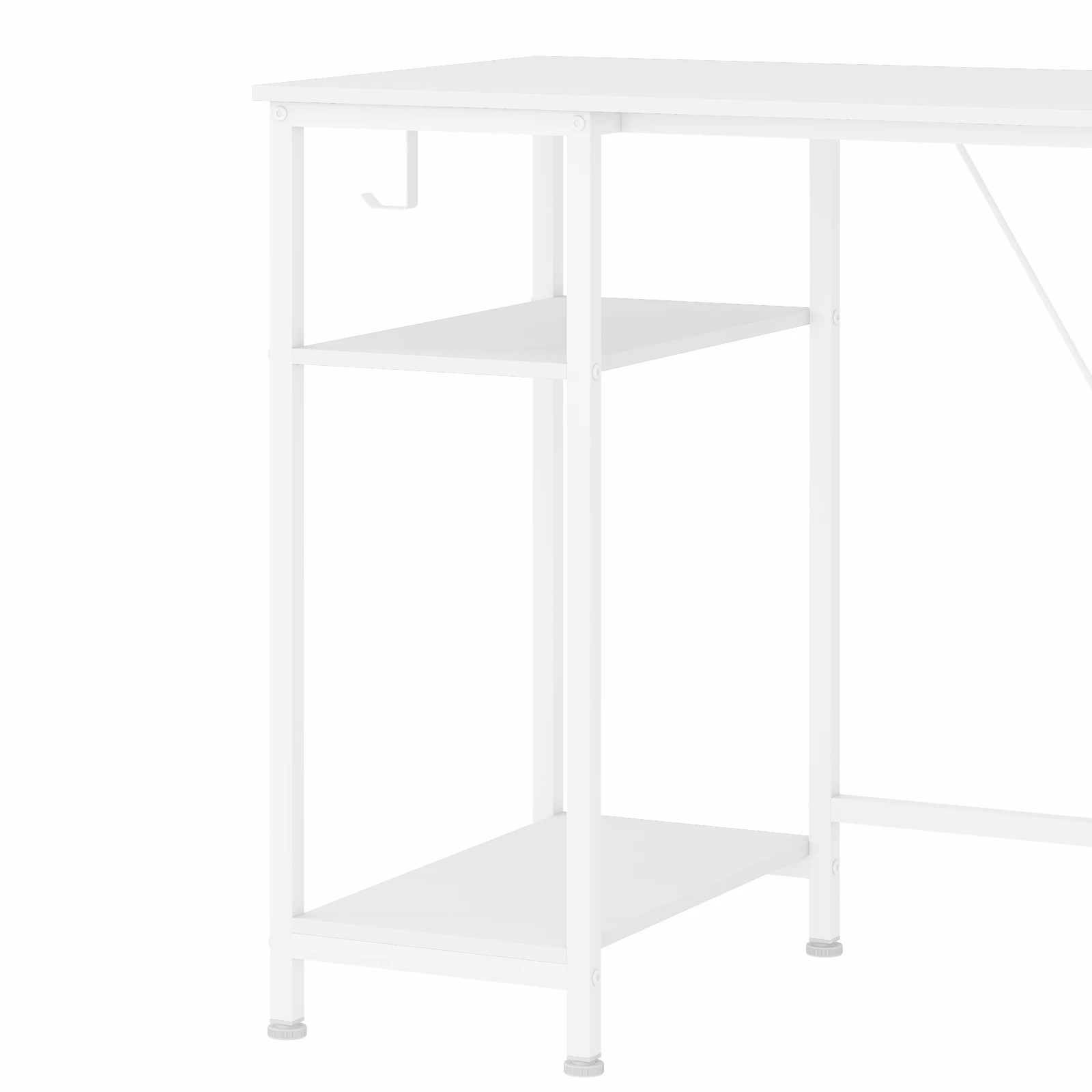 3 Advwin 170cm L Shaped Gaming Desk With Led Lights & Power Outlets Reversible Storage Shelf Computer Corner Desk White, 3 of 9