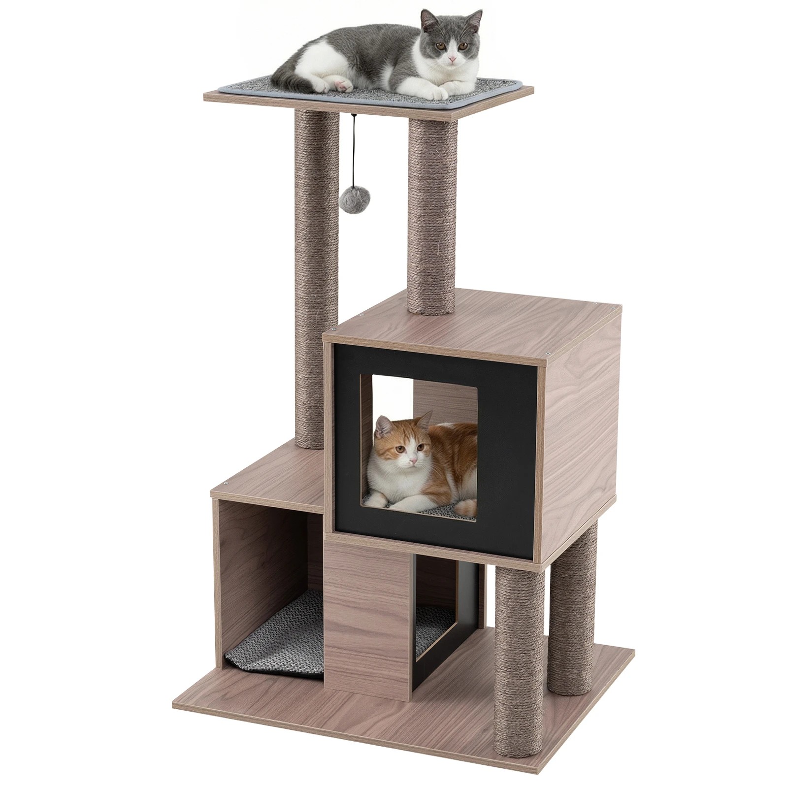 5 Costway 93cm Modern Cat Tree Multi-Level Cat Tower w/Wooden Condos, 5 of 6