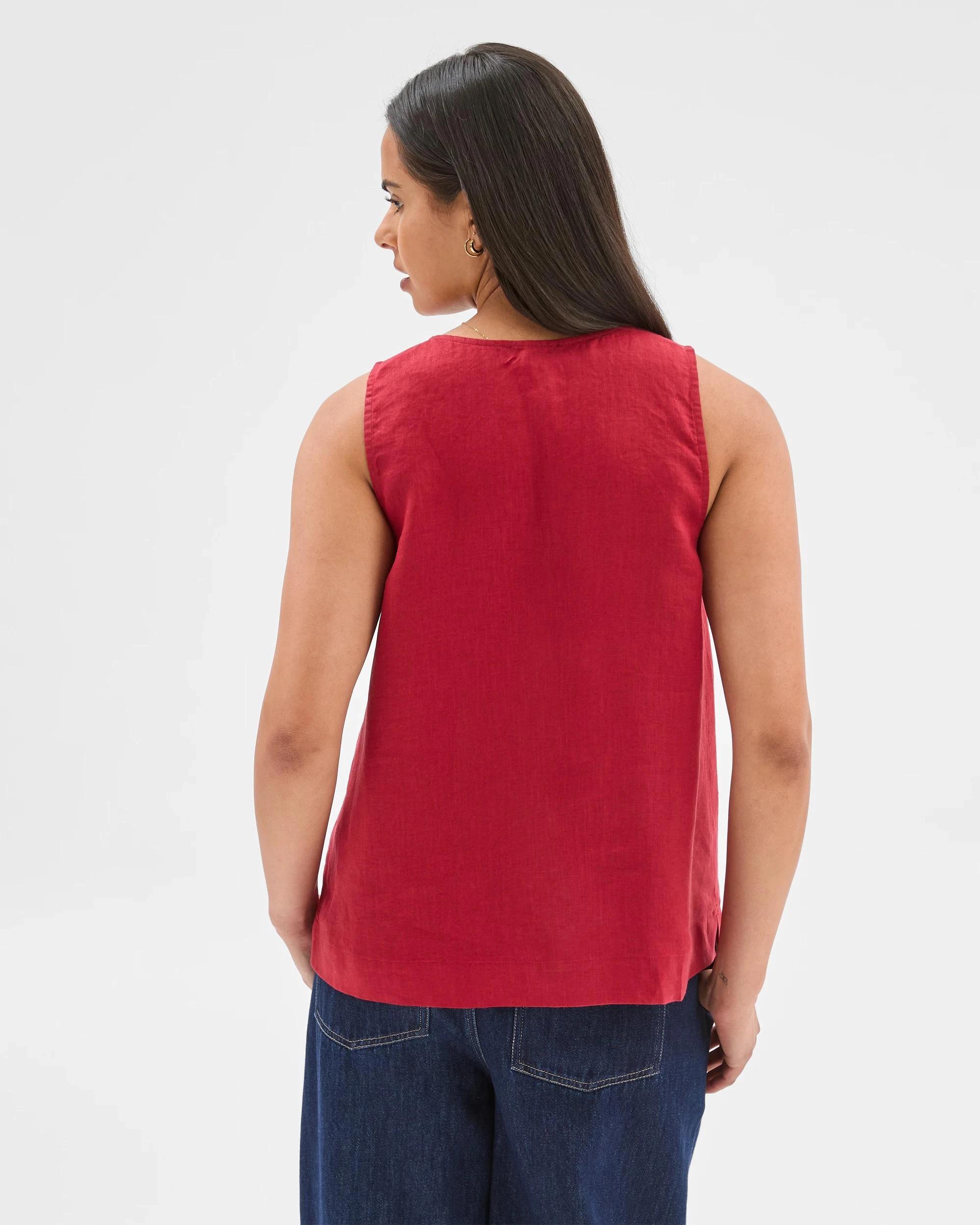 7 Target European Linen Button Front Tank Top GARNET, 7 of 7