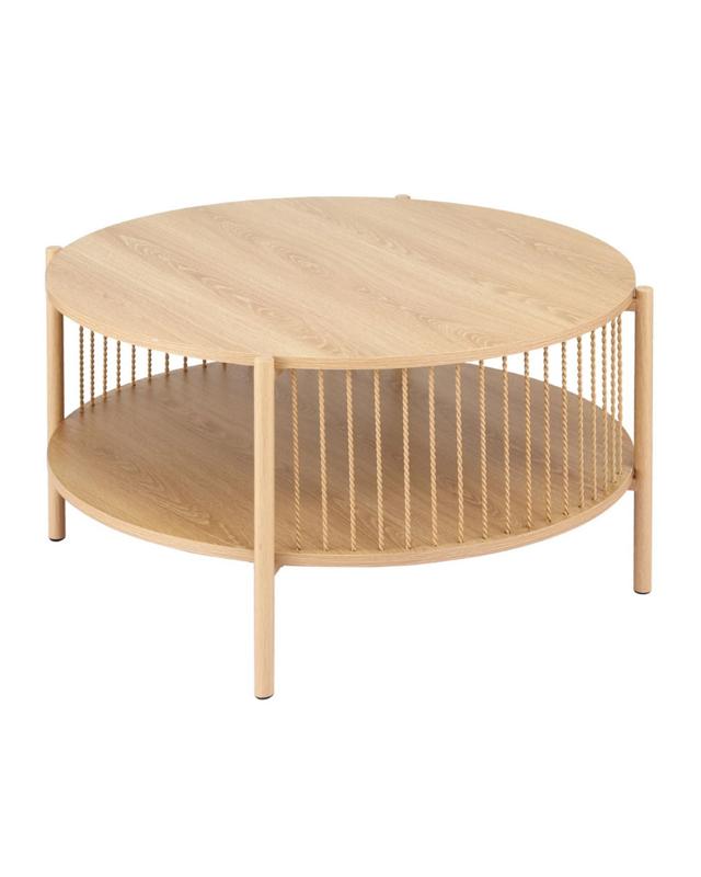Artiss Coffee Table 2-Tier Round - Nat