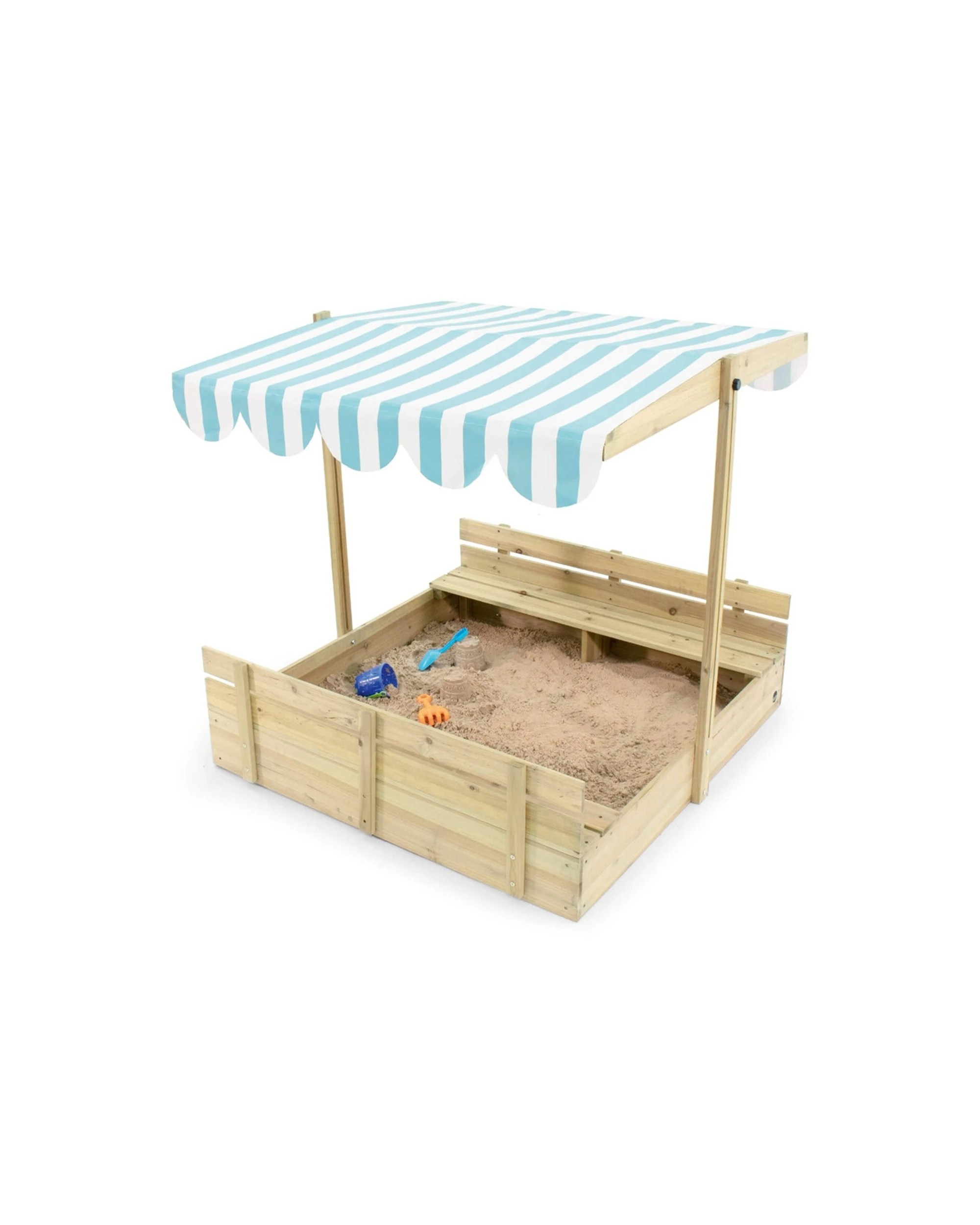 1 Plum Play Au Sandpit With Canopy Wooden Sandbox Playset Large With Benches
 - Multi, 1 of 6