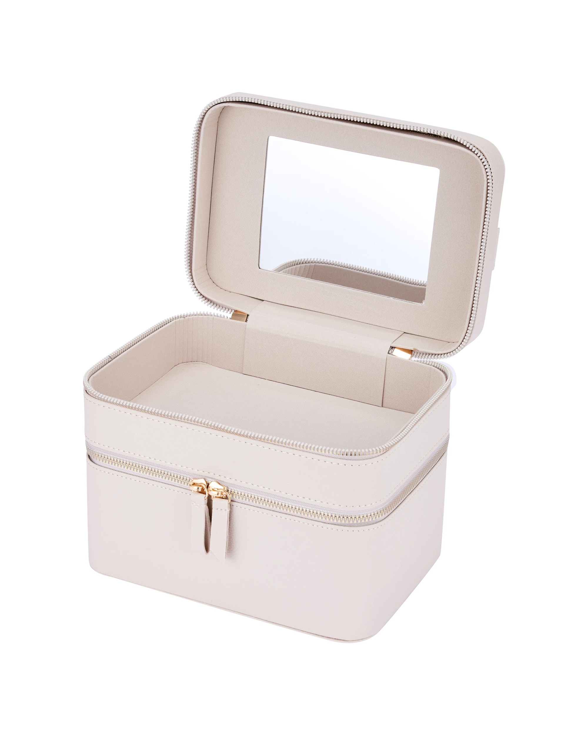 3 OXX Cosmetics Double Tier Hard Makeup Organiser Case - Beige, 3 of 8