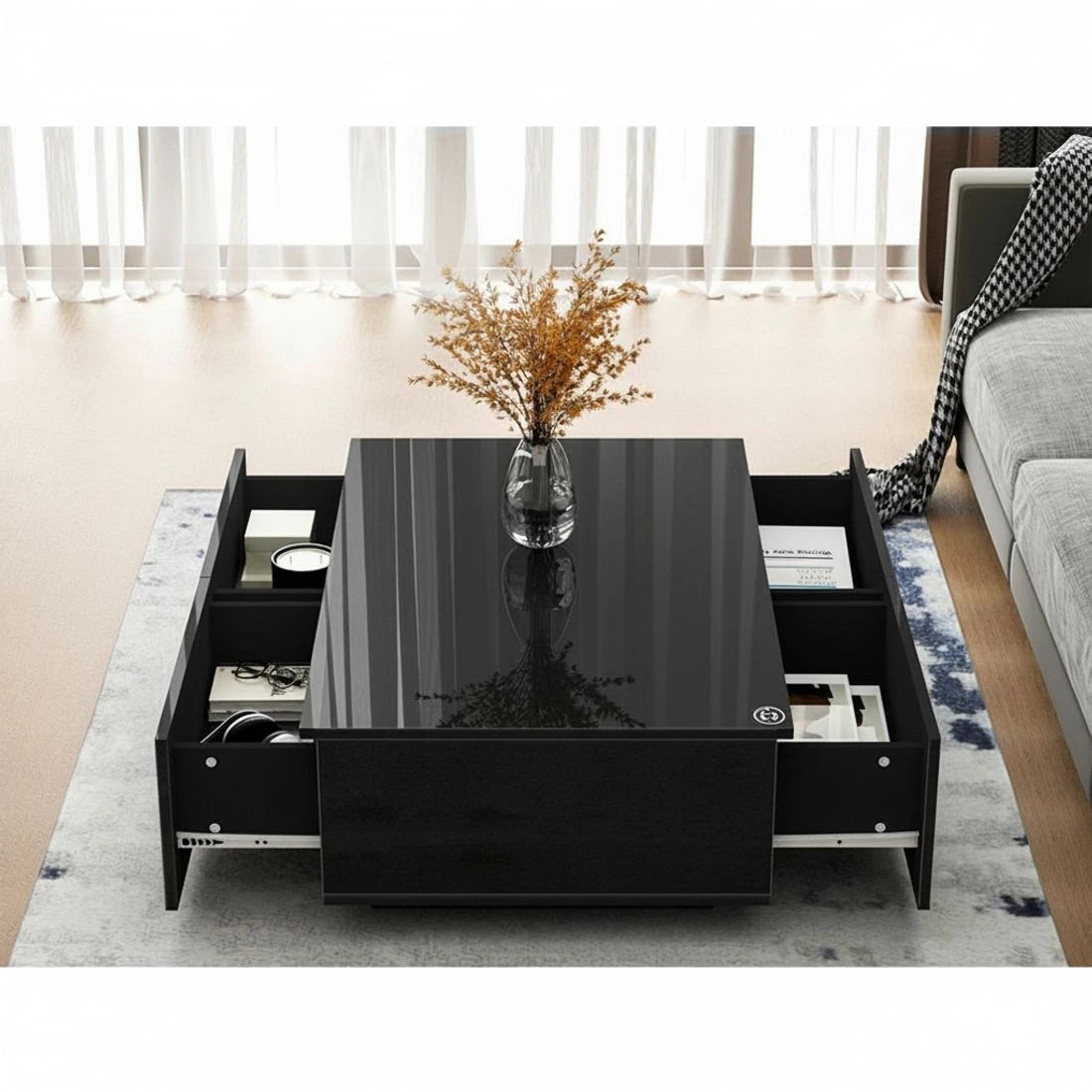 5 Artiss Coffee Table 4 Drawers  Trevi - Black, 5 of 8