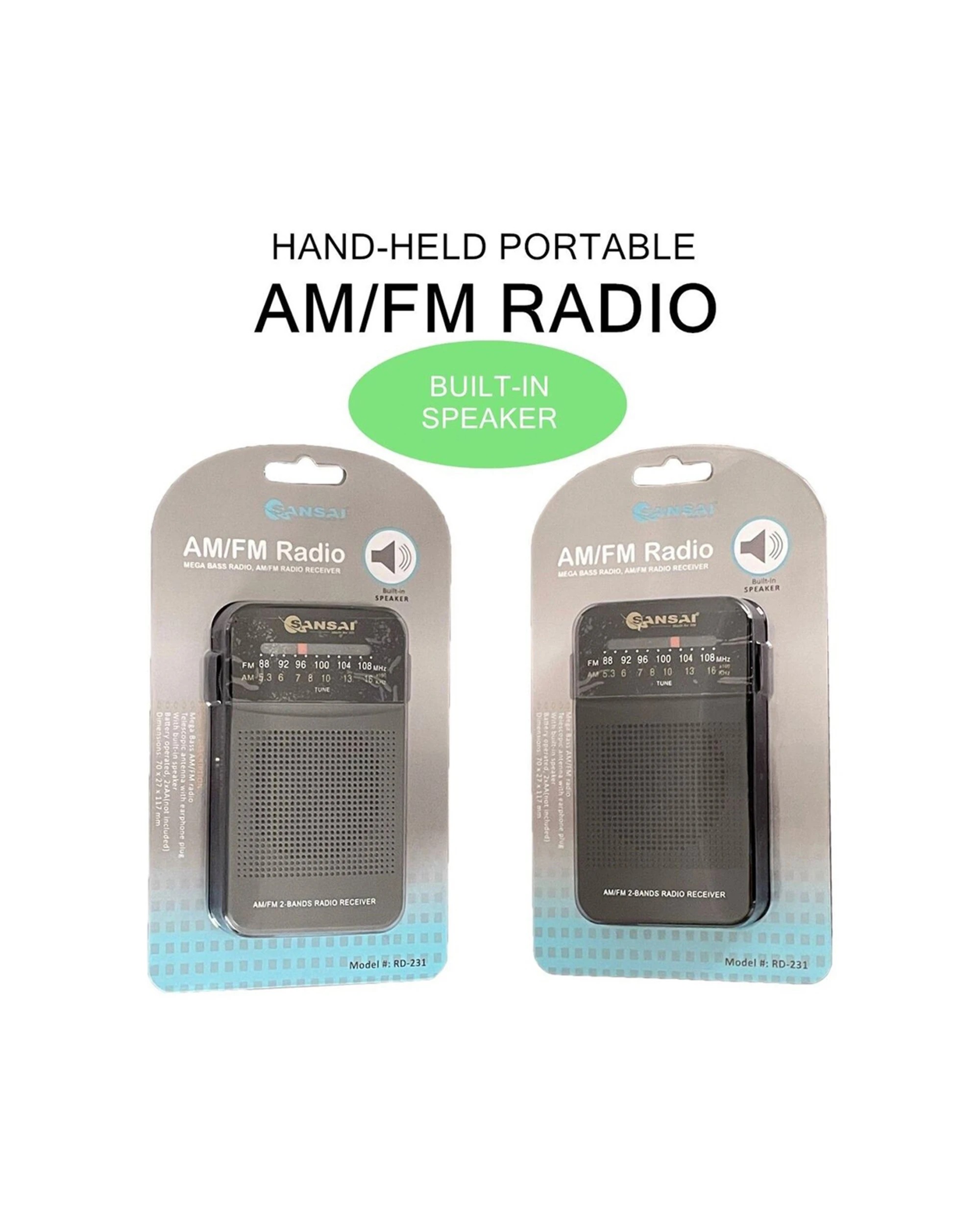 3 Sansai AM FM Mega Bass 2-Band Portable Speaker Radio Receiver 11.7cm - Grey, 3 of 3