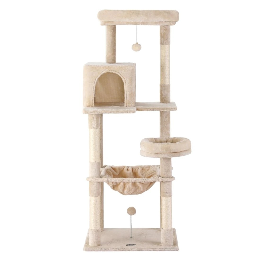 1 i.Pet Cat Tree 143cm Tower Scratching Post Trees Scratcher Condo House - Beige, 1 of 6