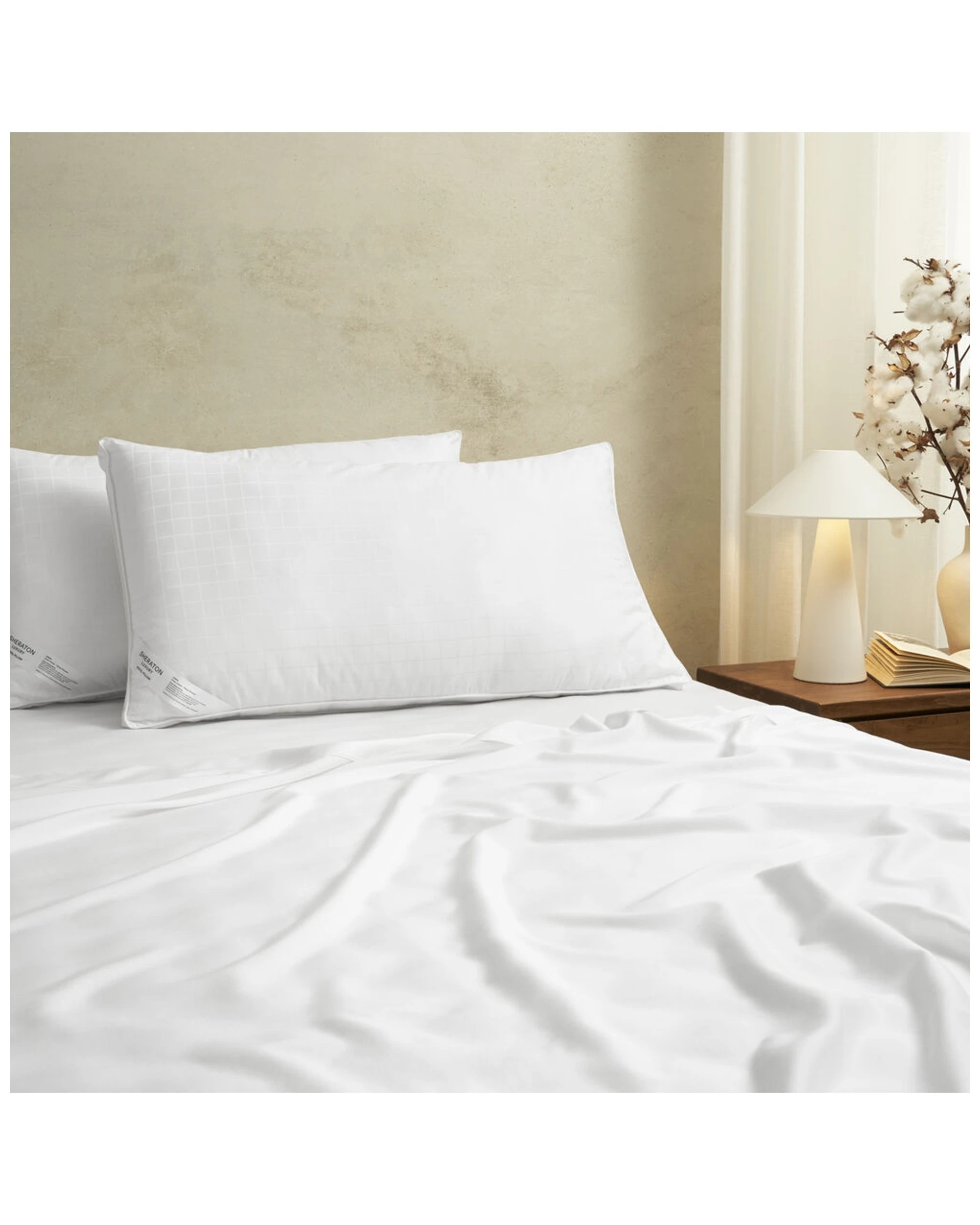 2 Sheraton Luxury Maison 2pc King Size Medium Hotel Pillow Set.
 - White, 2 of 3