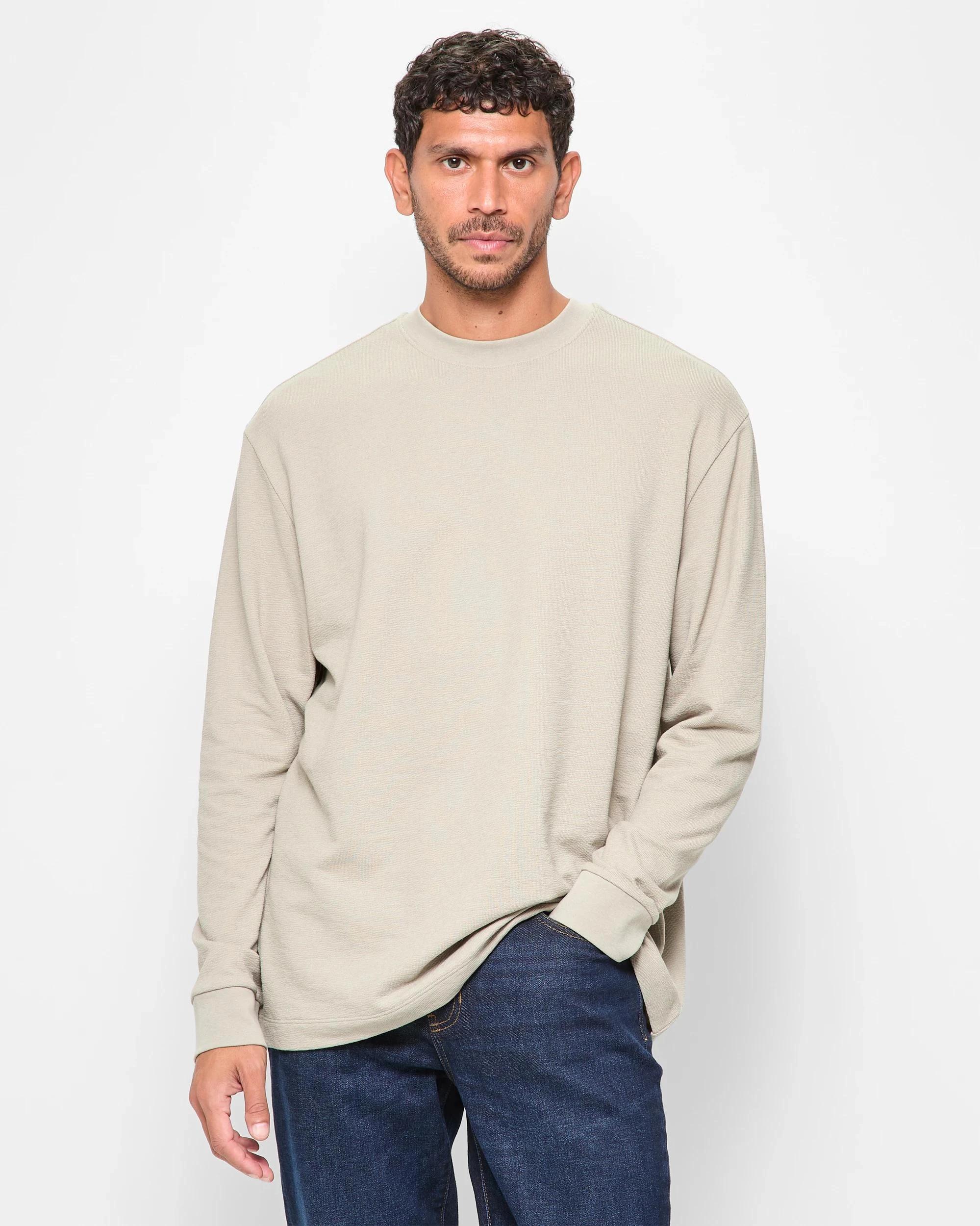 1 Target Australian Cotton Blend Long Sleeve Textured T-Shirt FOG, 1 of 5