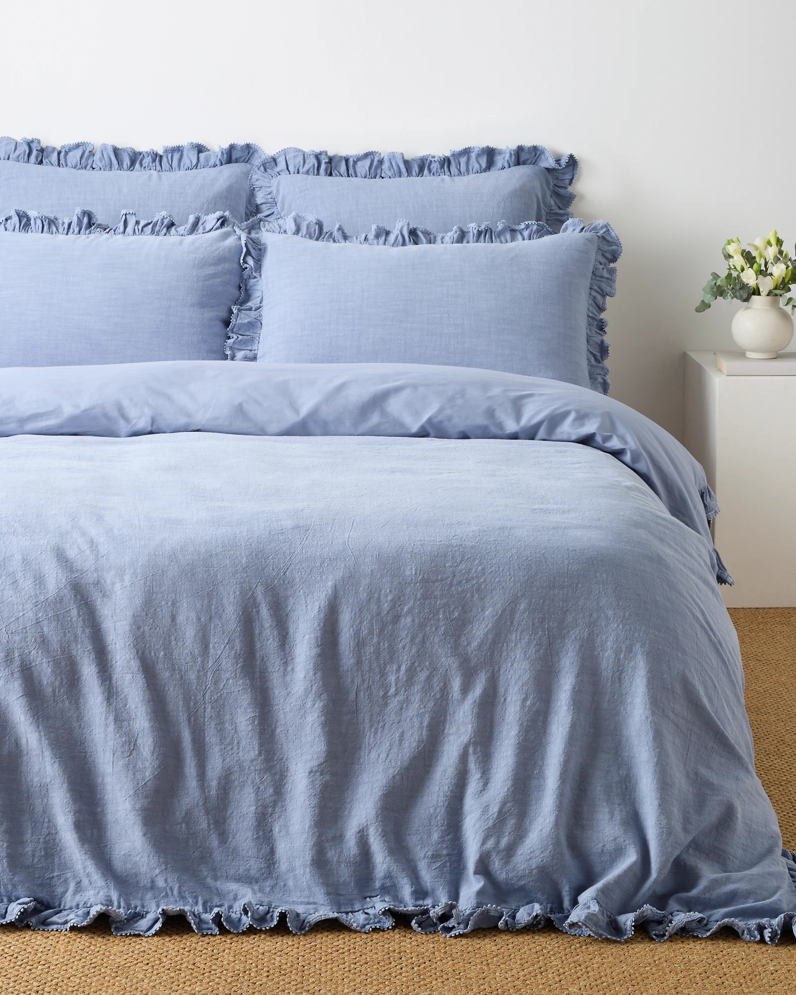 2 Target Kiara Australian Cotton Textured Stonewash Ruffle Quilt Cover Set
 - Queen Bed
 - Blue, 2 of 6