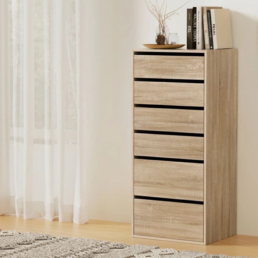 5 Artiss 6 Chest of Drawers Dresser Tallboy Pine - Natural, 5 of 8