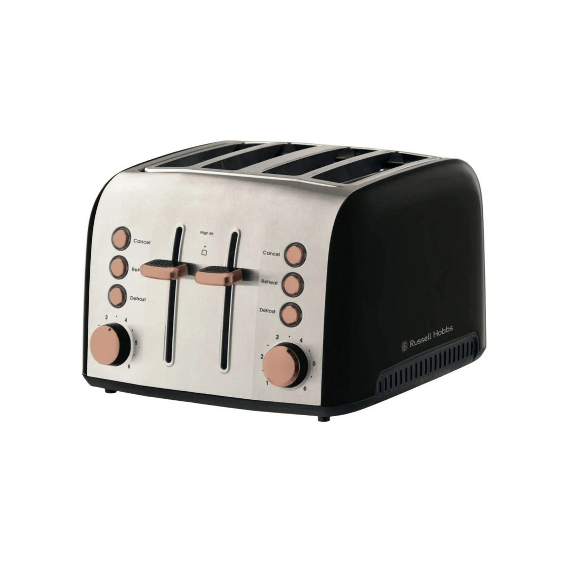 4 Russell Hobbs Brooklyn 4 Slice Toaster - Black with Copper Details, 4 of 4