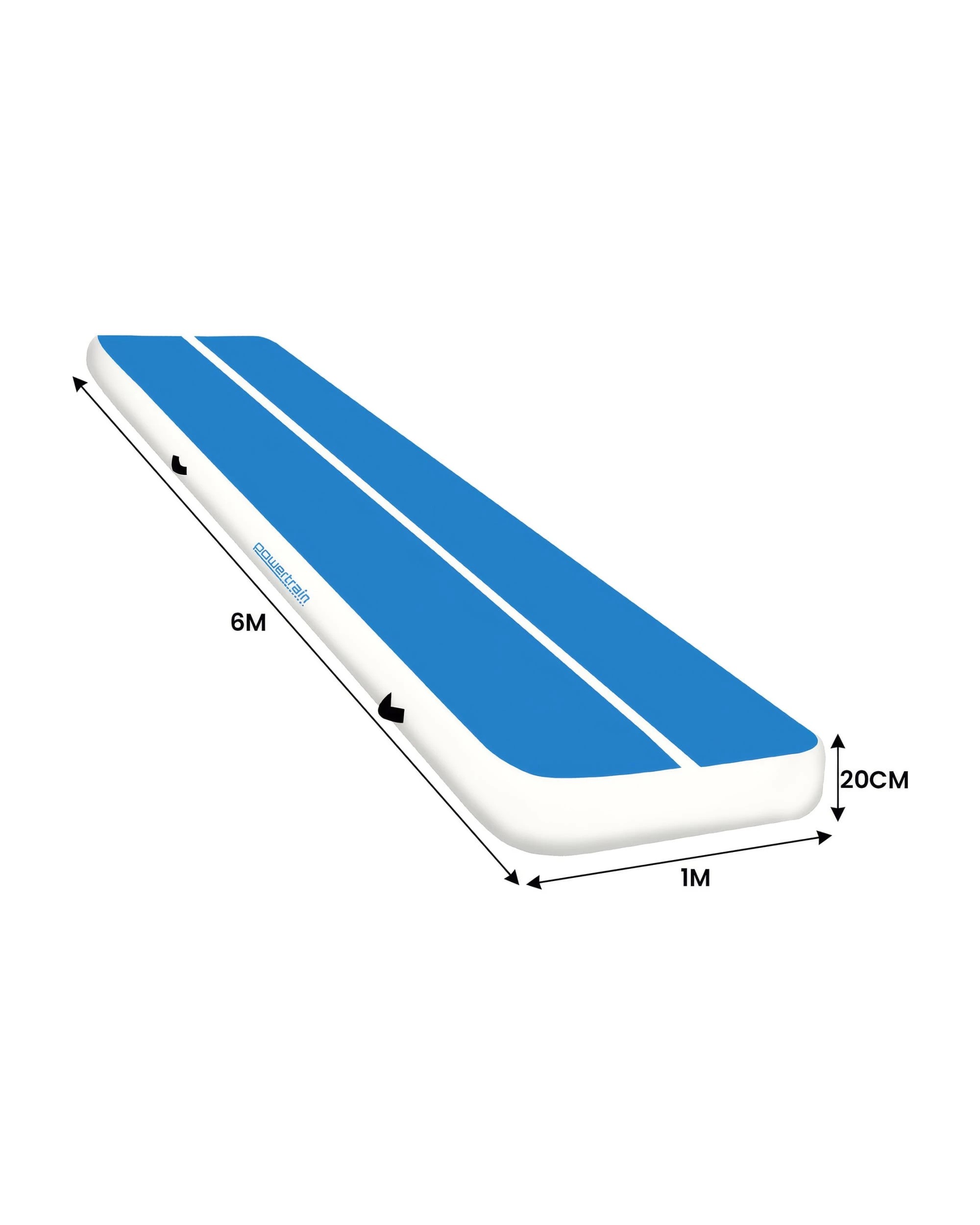 3 Powertrain 6M 20cm Air Track Gymnastics Tumbling Airtrack Exercise Yoga Mat Balance Beam Inflatable - Blue, 3 of 5