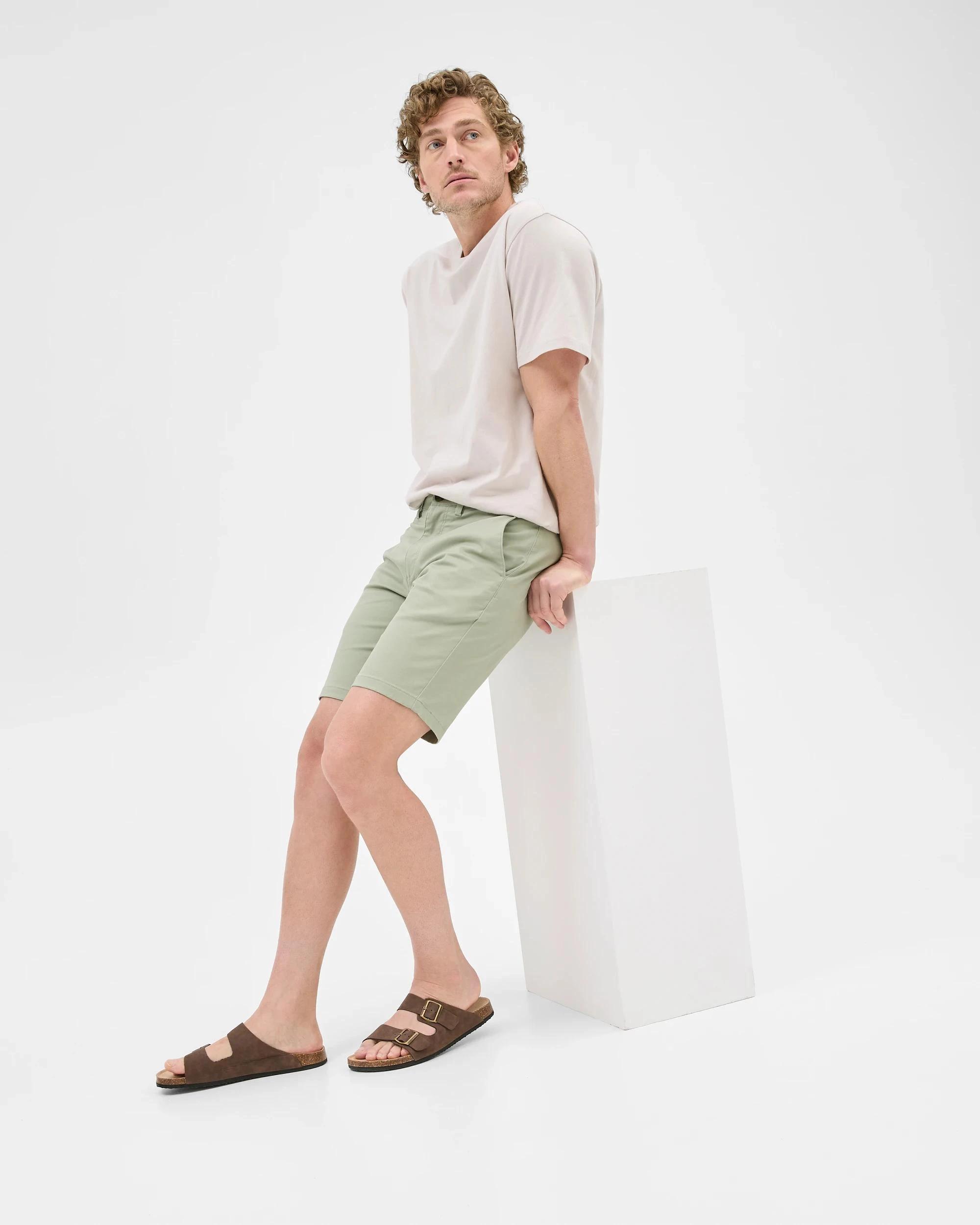 1 Target Australian Cotton Blend Slim Chino Shorts SEA GRASS, 1 of 6