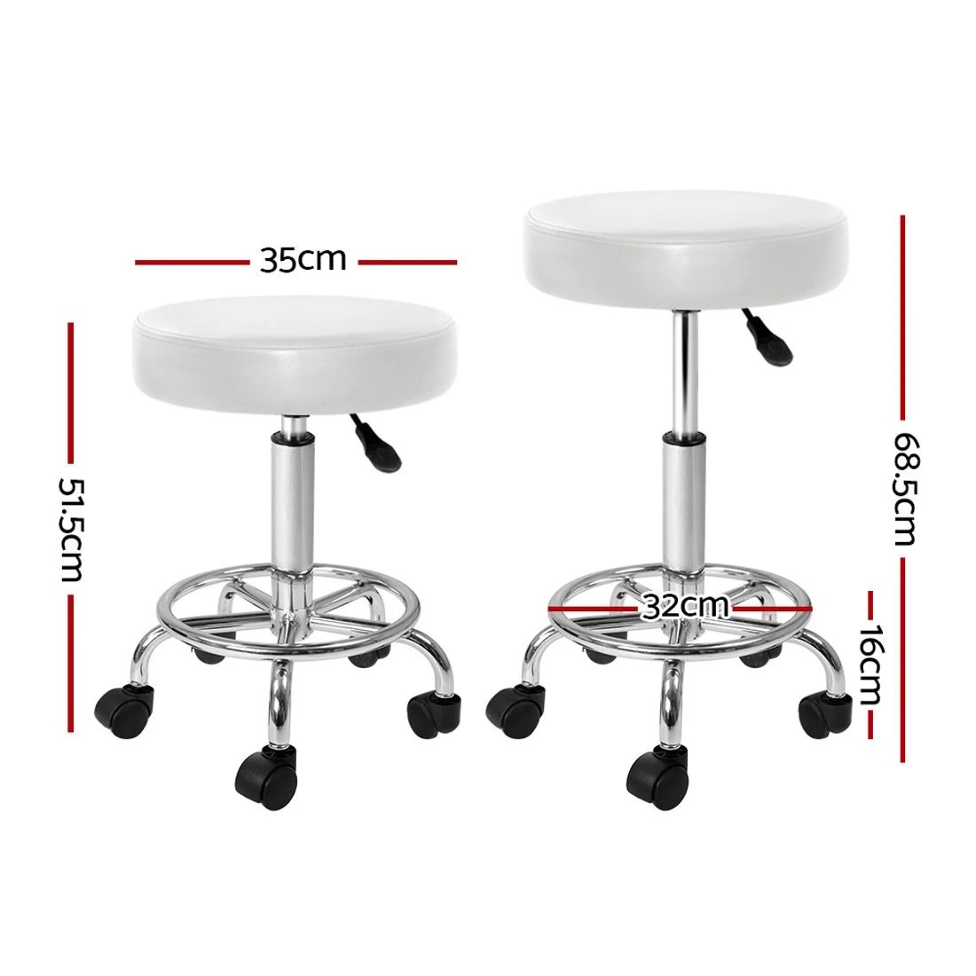 2 Artiss Salon Stool Round Swivel Chair - White, 2 of 6