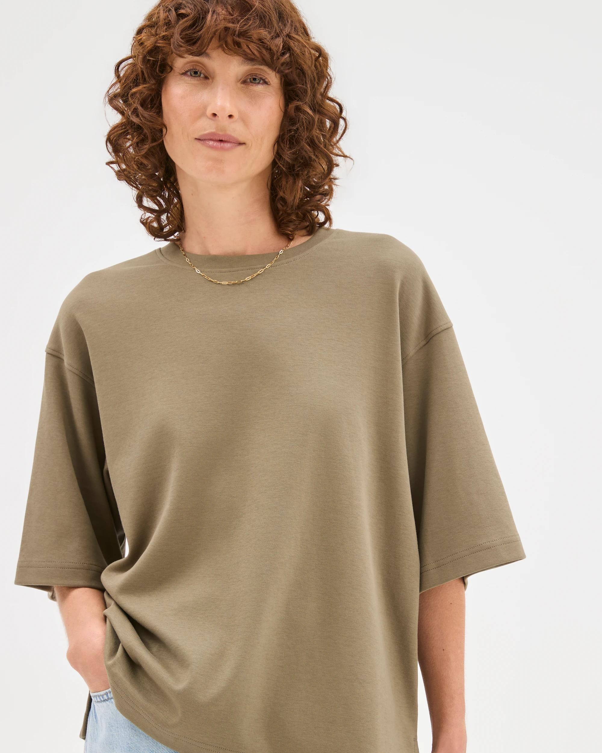 2 Target Australian Cotton Heavyweight Boxy T-Shirt DUSTY OLIVE, 2 of 7