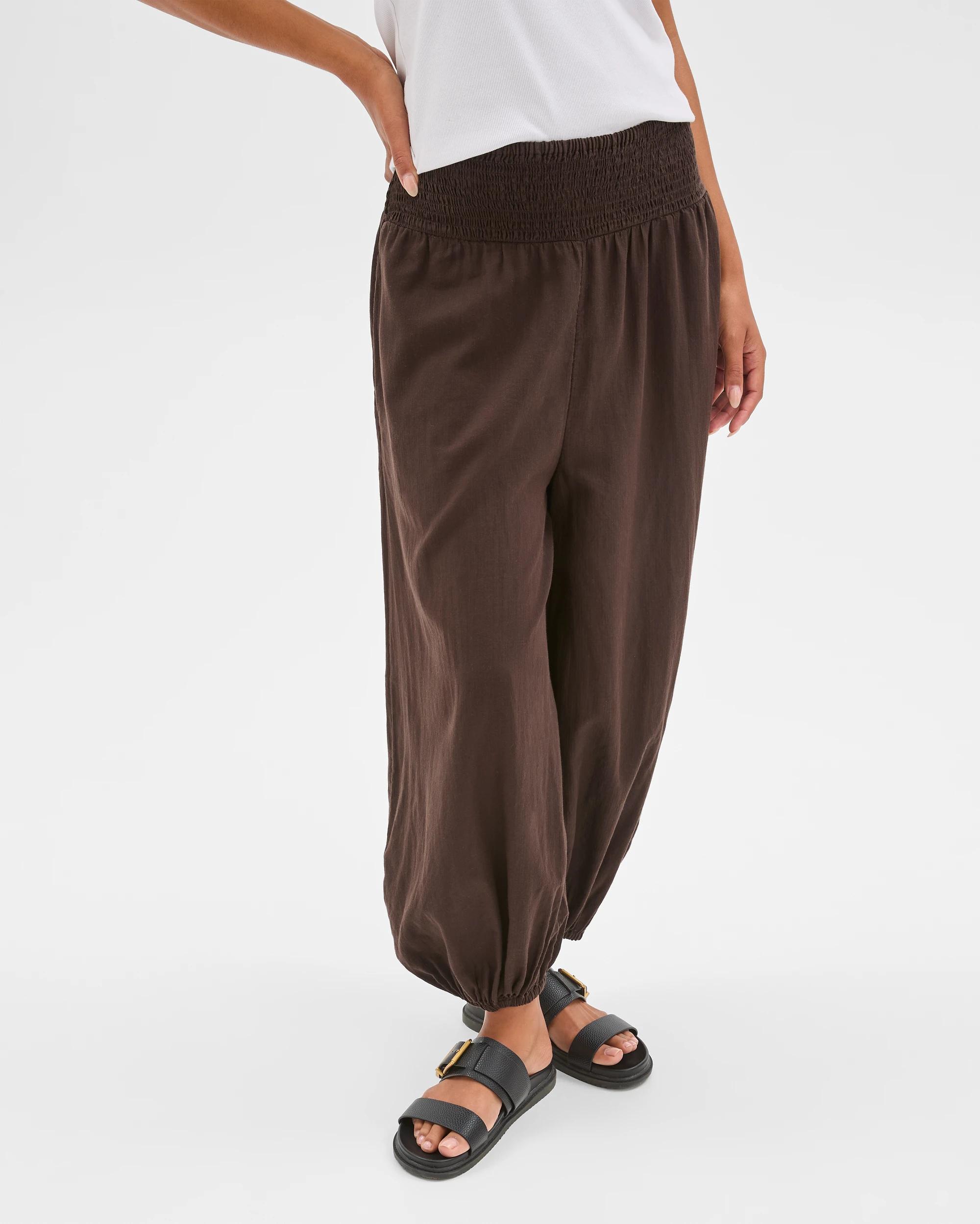 5 Target Woman Resort Australian Cotton Blend Soft Harem Pants COCOA, 5 of 7