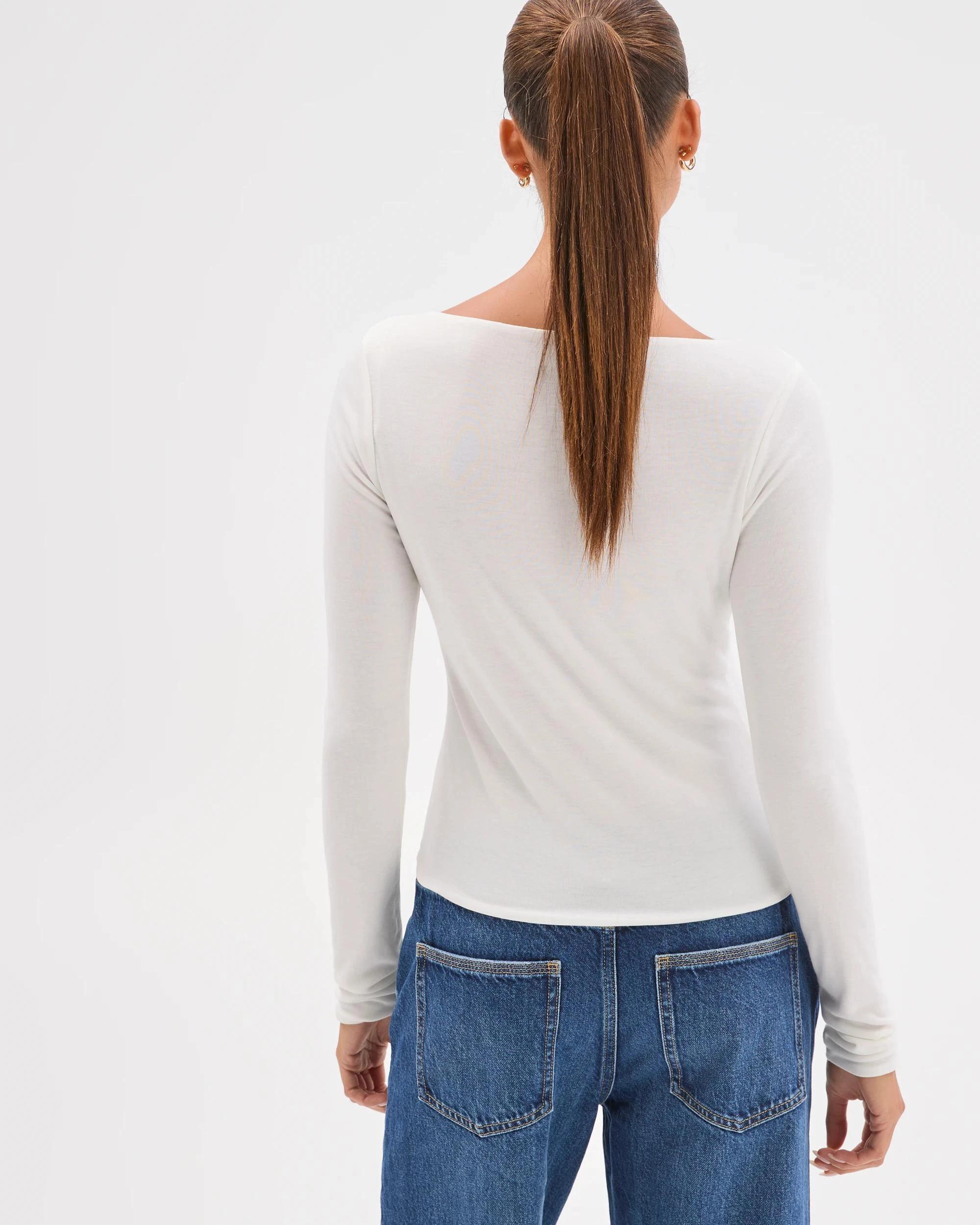 6 Lily Loves Double Layer Boat Neck Long Sleeve Top JET STREAM, 6 of 6