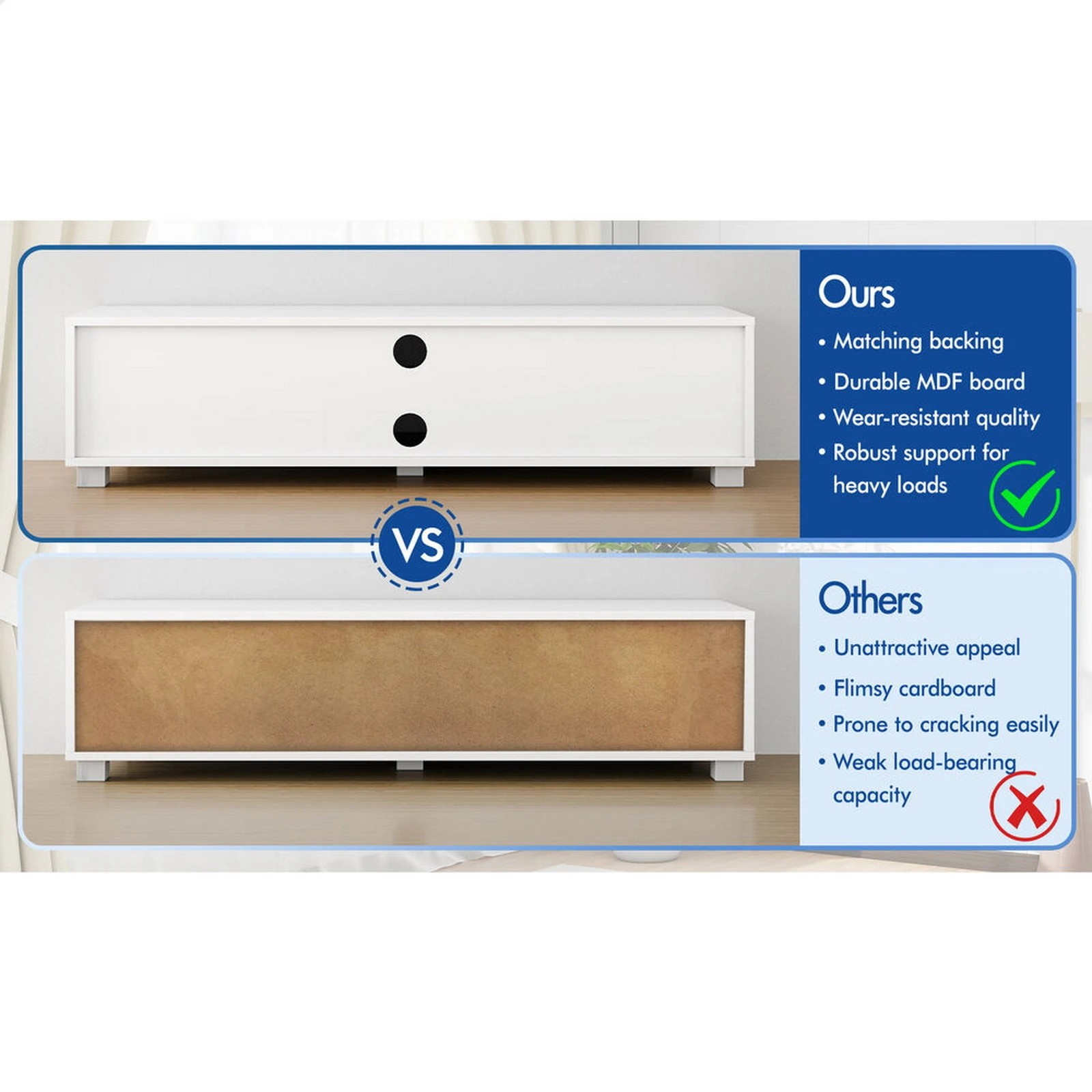6 Alfordson Entertainment Unit TV Cabinet Stand 120cm Storage Drawer - White, 6 of 9