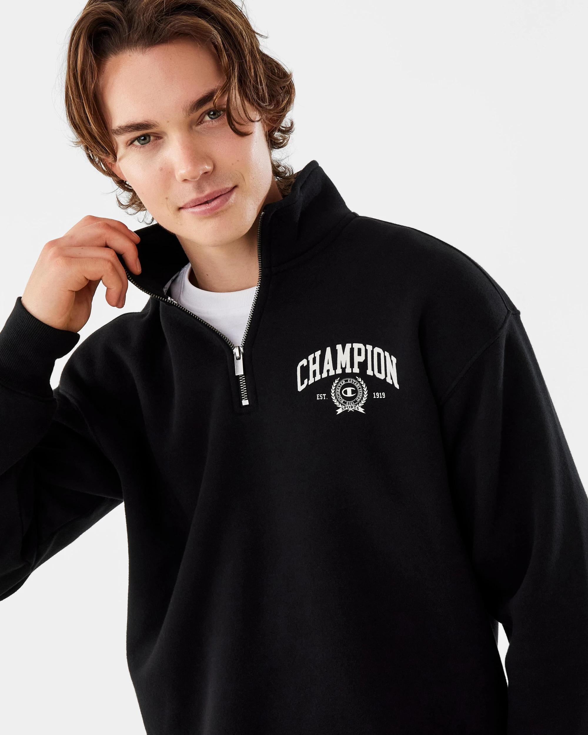 5 Champion Varsity Mens Quarter Zip Sweatshirt Black, 5 of 8